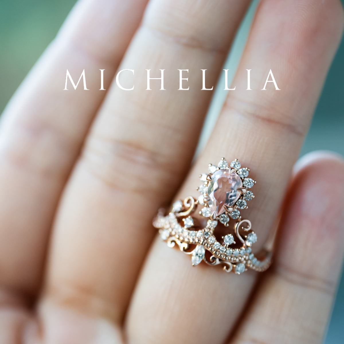 [Angelique] Venetian Crown Engagement Ring in Morganite