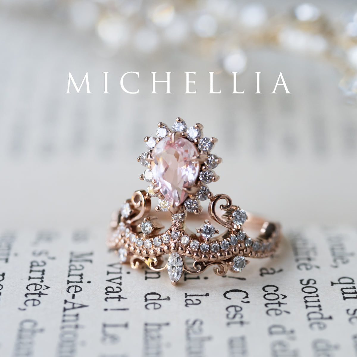 [Angelique] Venetian Crown Engagement Ring in Morganite