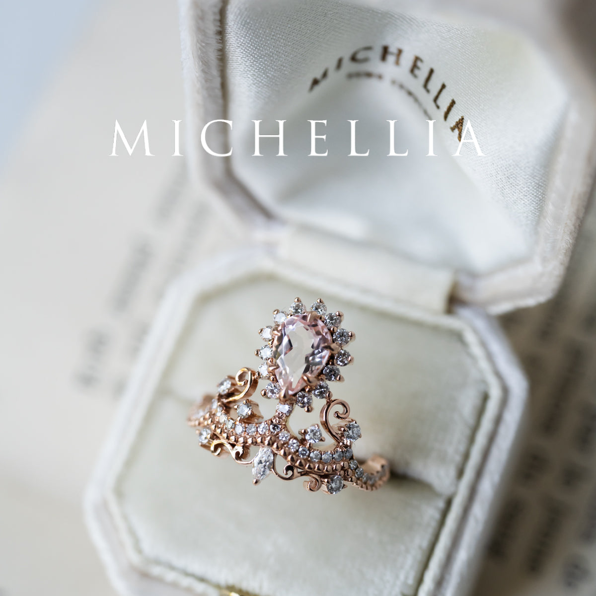 [Angelique] Venetian Crown Engagement Ring in Morganite