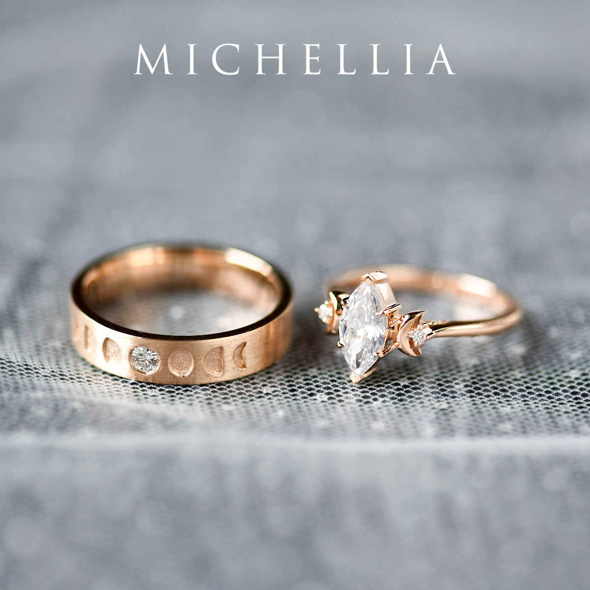 [Cressida] Moon Goddess Marquise Cut Ring in Lab Blue Sapphire