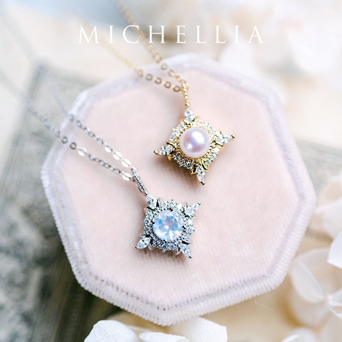 [Astrid] Art Deco Petite Necklace in Akoya Pearl