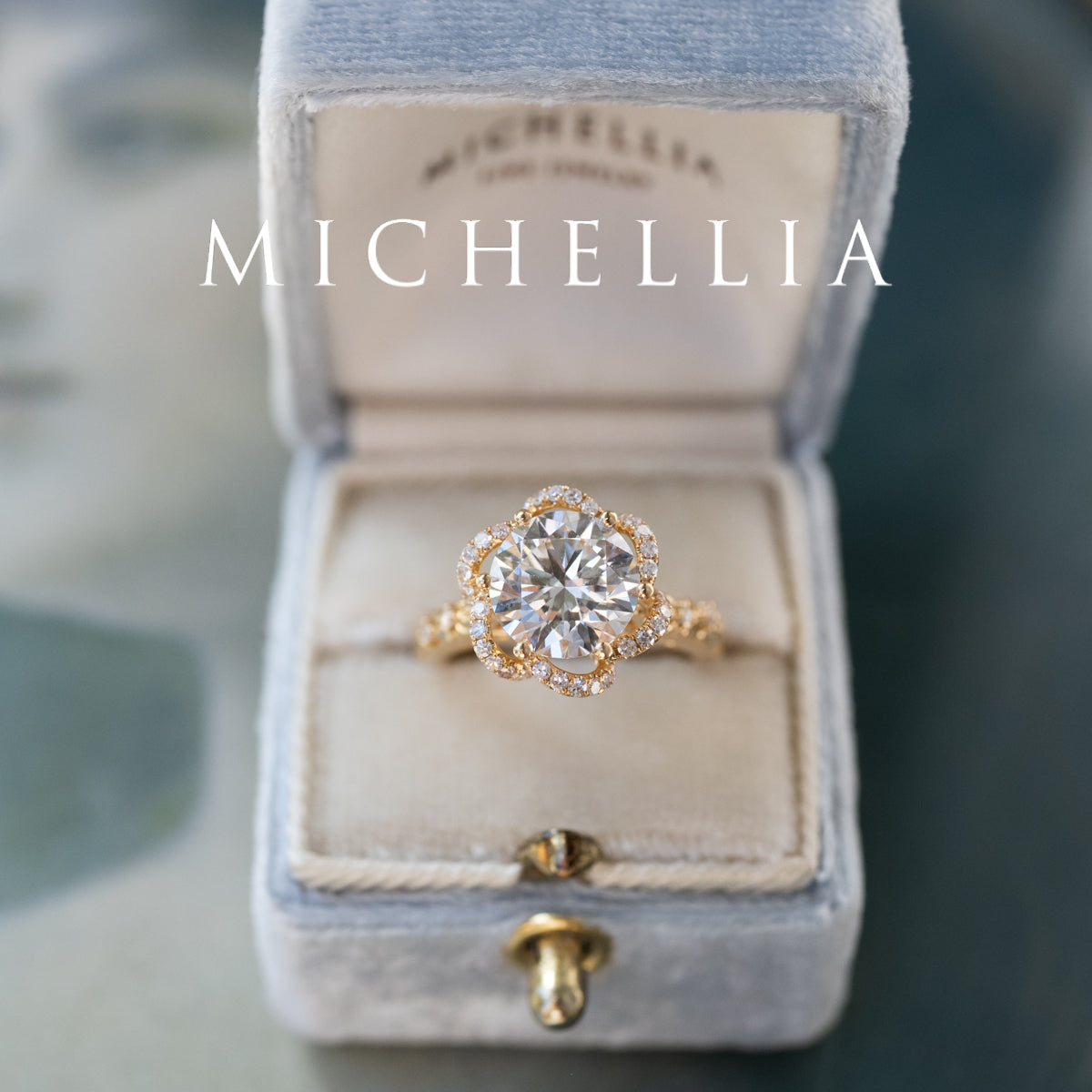 [Eliora] Vintage Regency Floral Engagement Ring with 2ct Lab Diamond, 18K Yellow Gold - One of A Kind