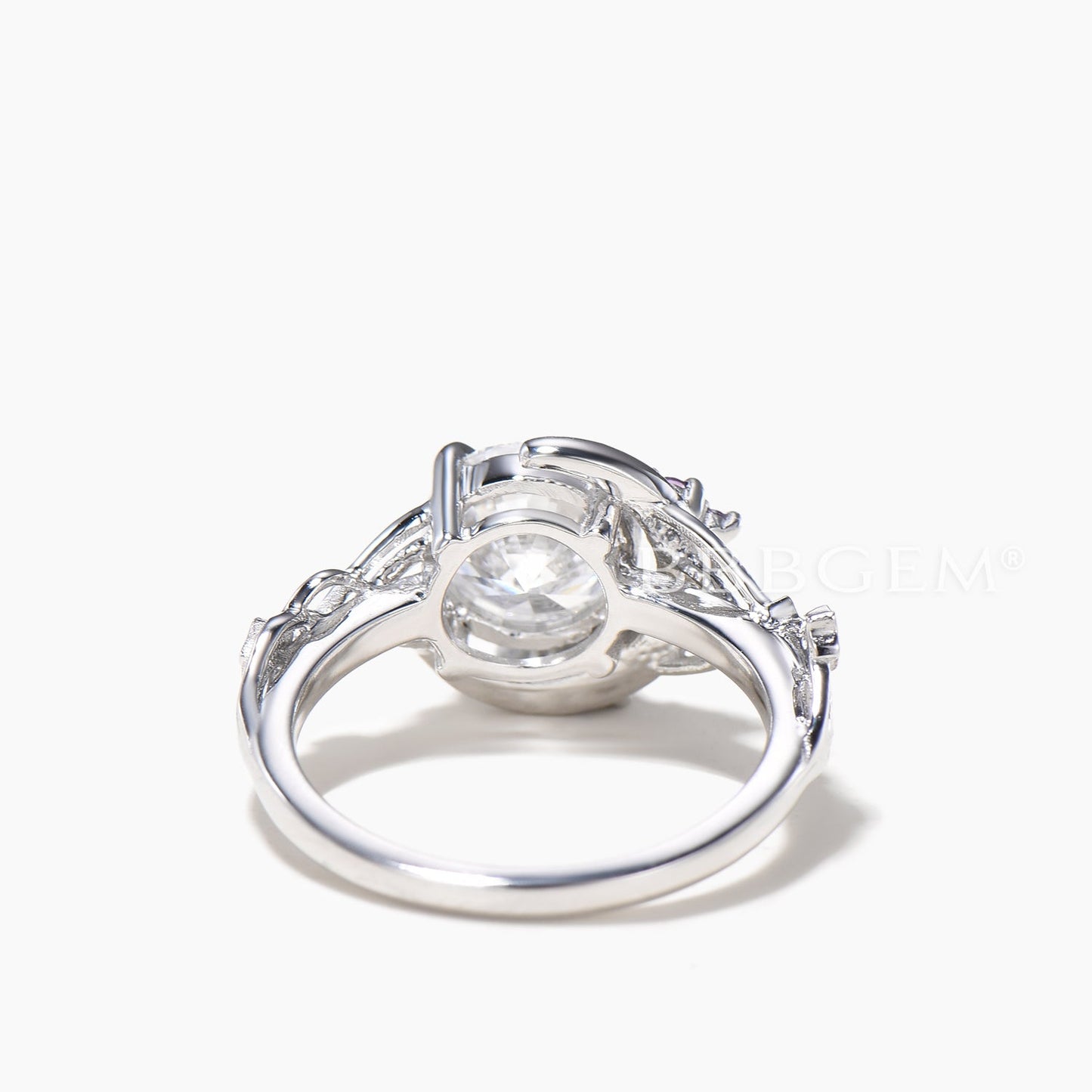 Round Cut IGI Certificate Lab Grown Diamond Moon Ring Amethyst Moissanite Twisted Ring