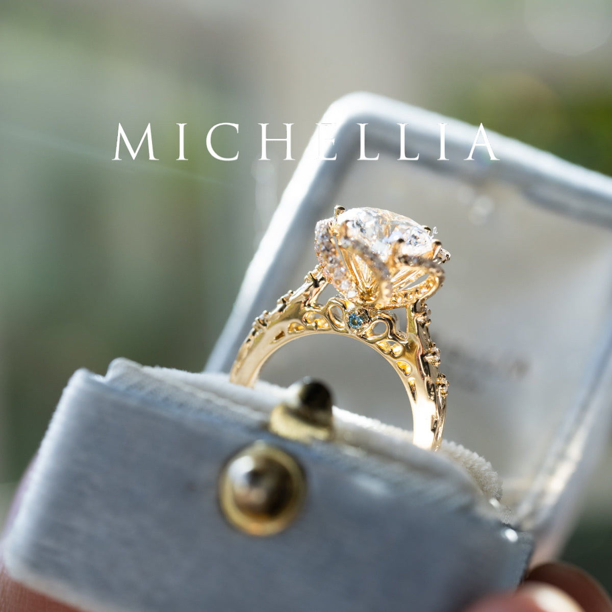 [Eliora] Vintage Regency Floral Engagement Ring with 2ct Lab Diamond, 18K Yellow Gold - One of A Kind
