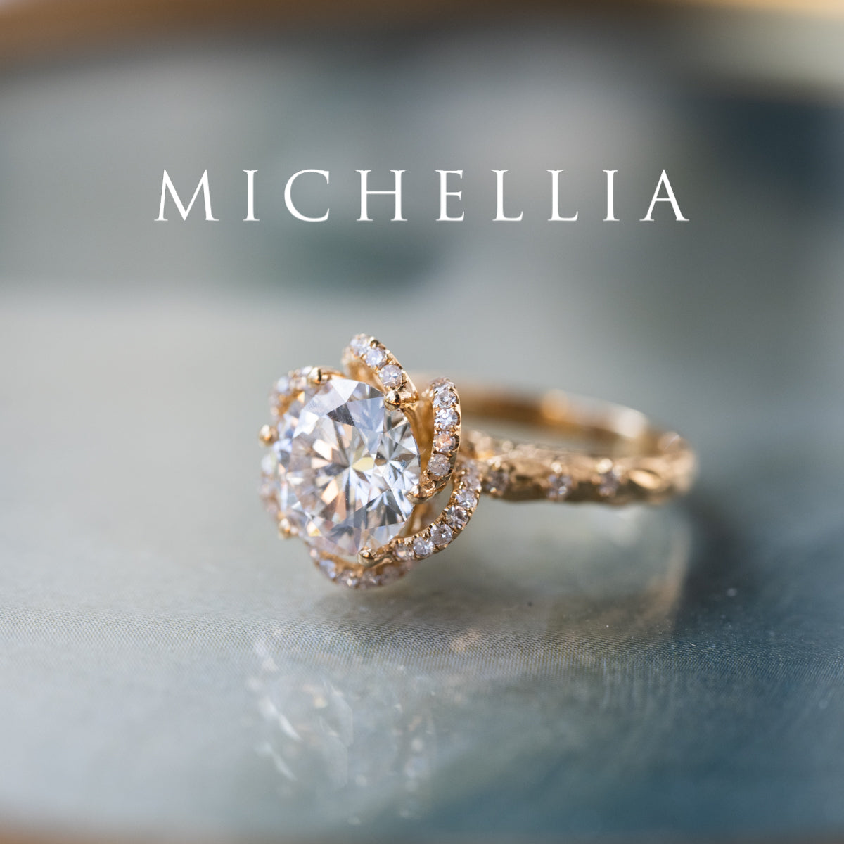[Eliora] Vintage Regency Floral Engagement Ring with 2ct Lab Diamond, 18K Yellow Gold - One of A Kind