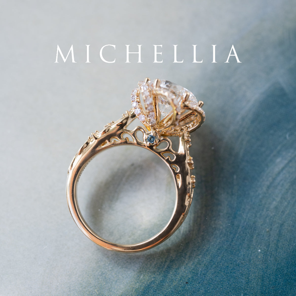 [Eliora] Vintage Regency Floral Engagement Ring with 2ct Lab Diamond, 18K Yellow Gold - One of A Kind