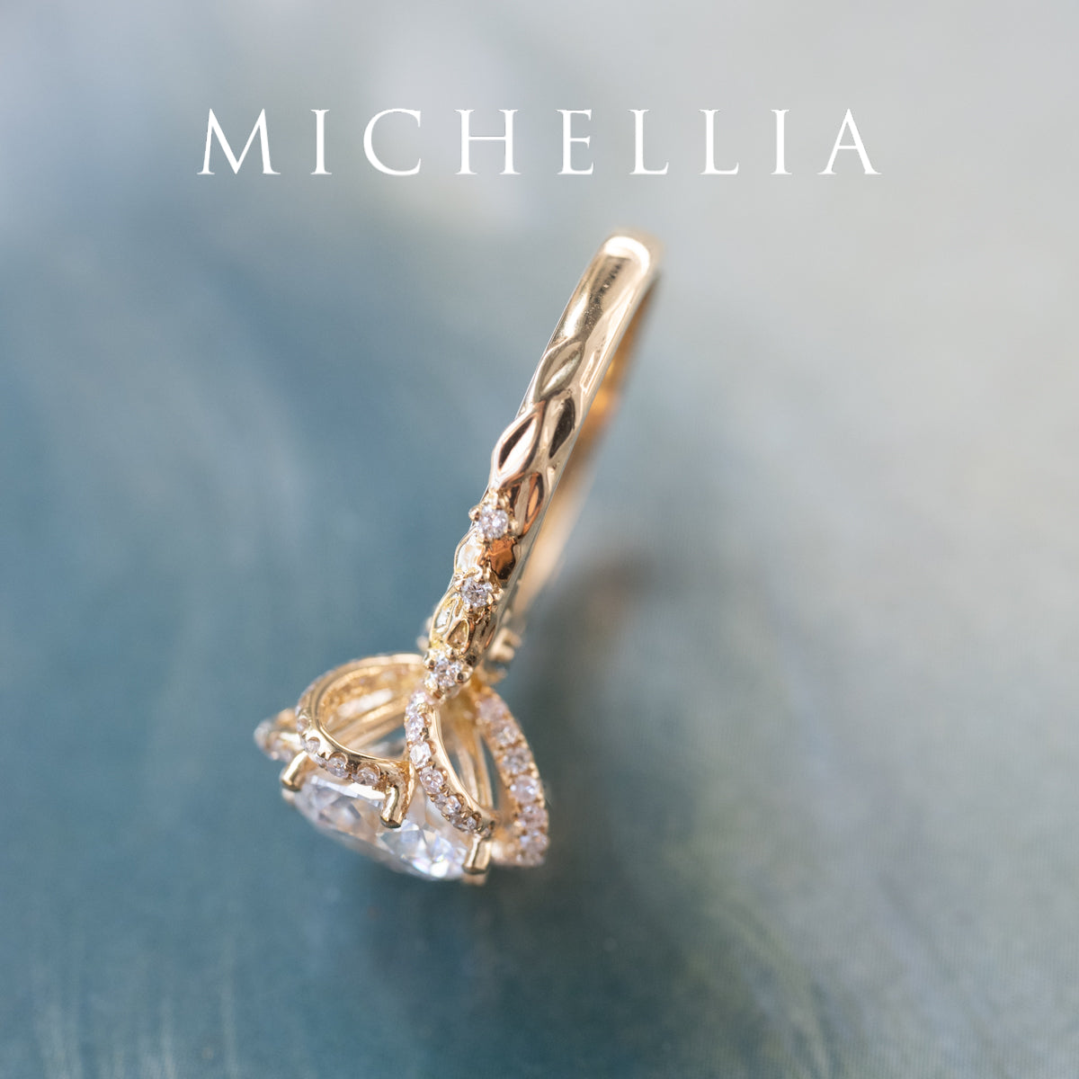 [Eliora] Vintage Regency Floral Engagement Ring with 2ct Lab Diamond, 18K Yellow Gold - One of A Kind
