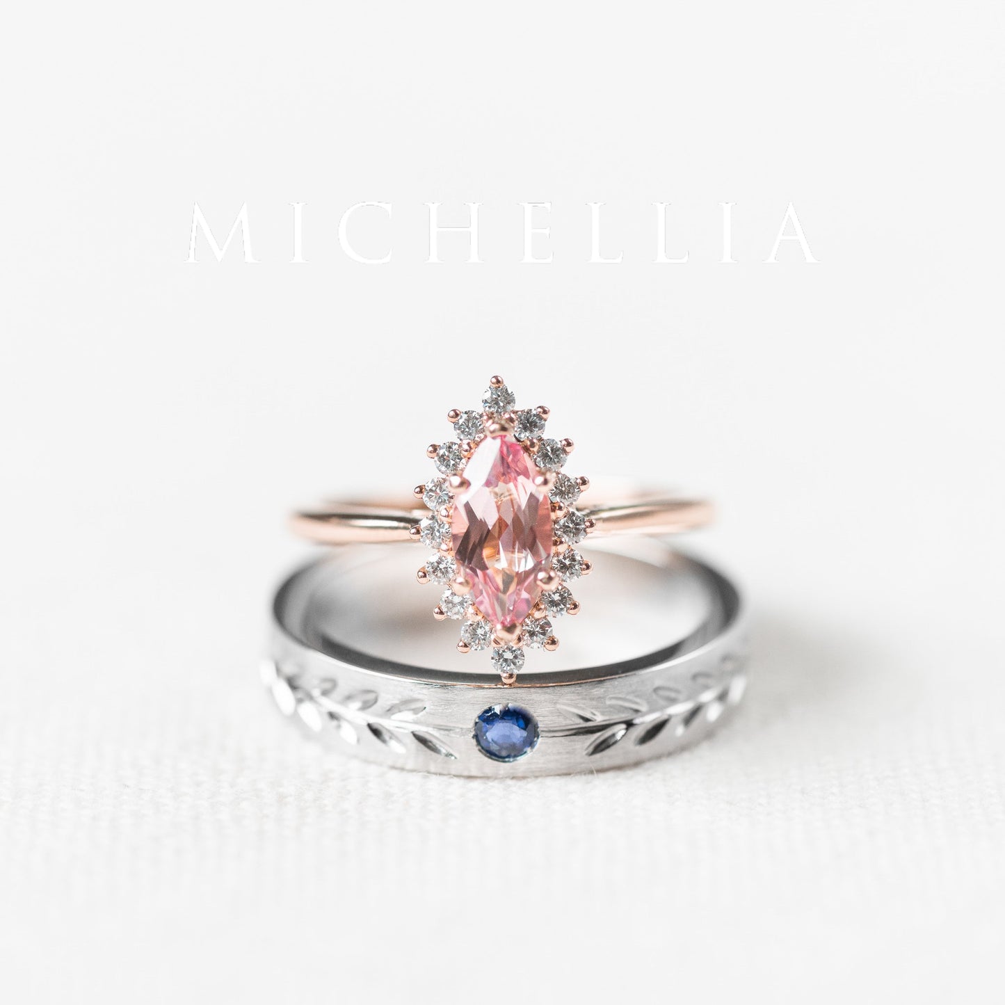 [Juniper] Unisex Gemstone Laurel Leaf Band in Diamond
