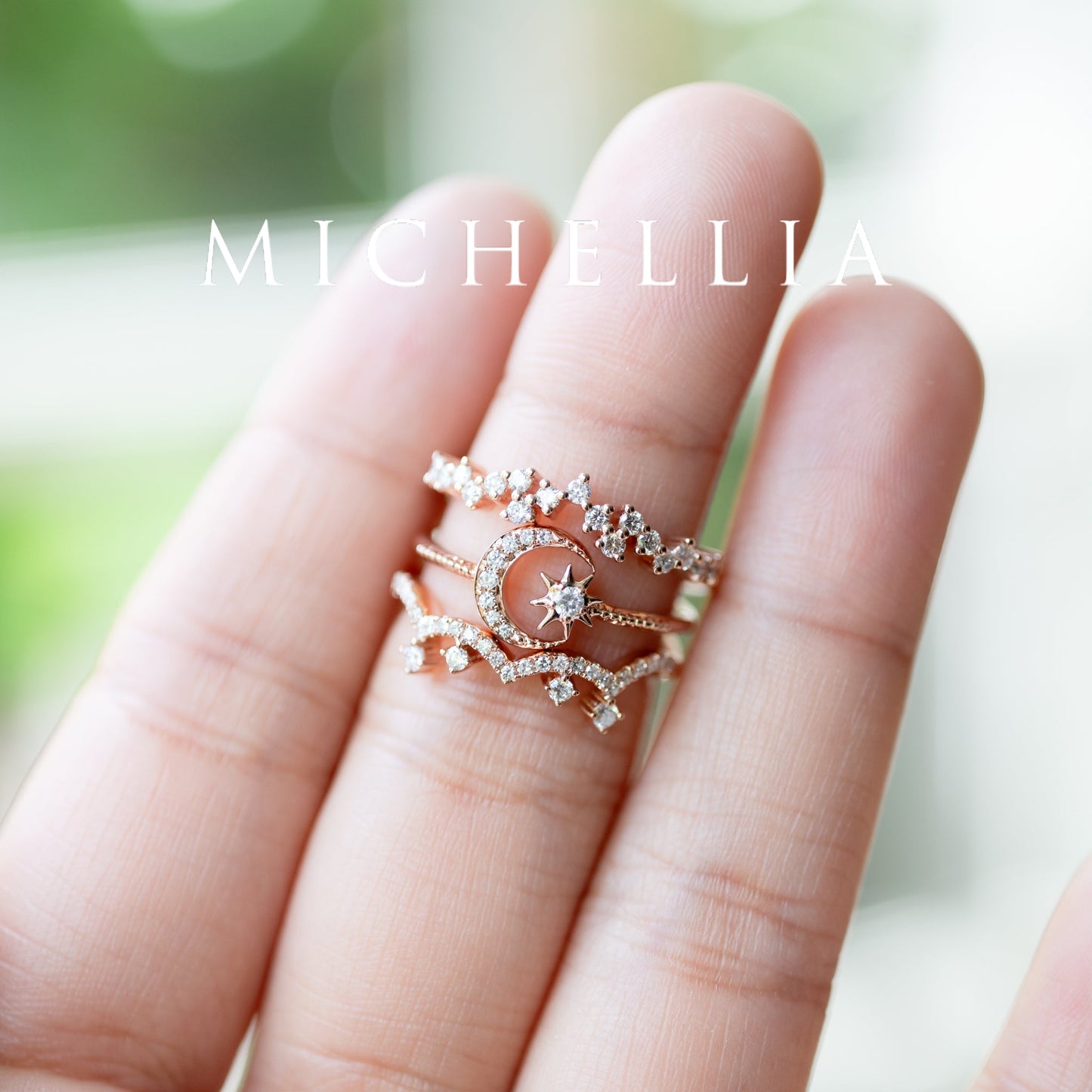 [Divina] Diamond Moon and Star Ring