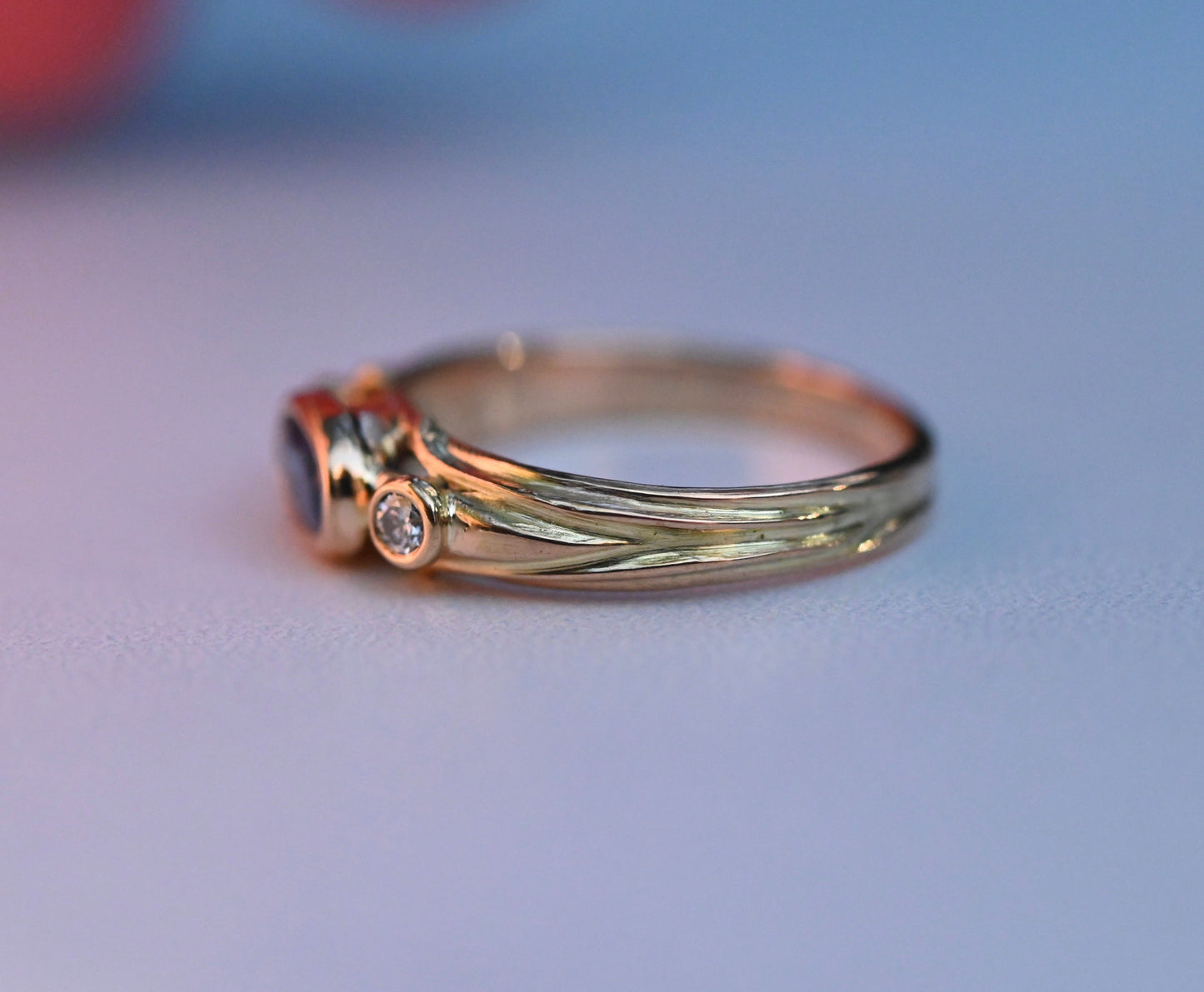 Deco Sapphire 14k Gold Ring Setting - Made To Order