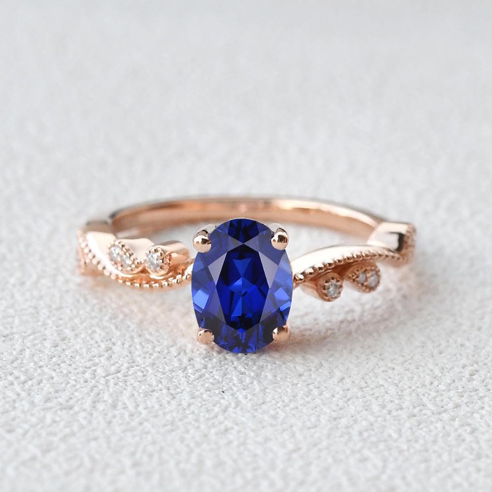 Genevieve’s Royalty | Oval Sapphire Vintage Solitaire Engagement Ring