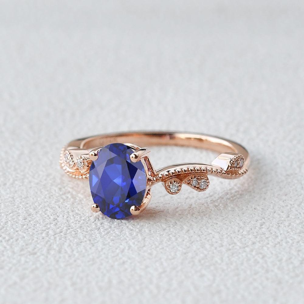 Genevieve’s Royalty | Oval Sapphire Vintage Solitaire Engagement Ring