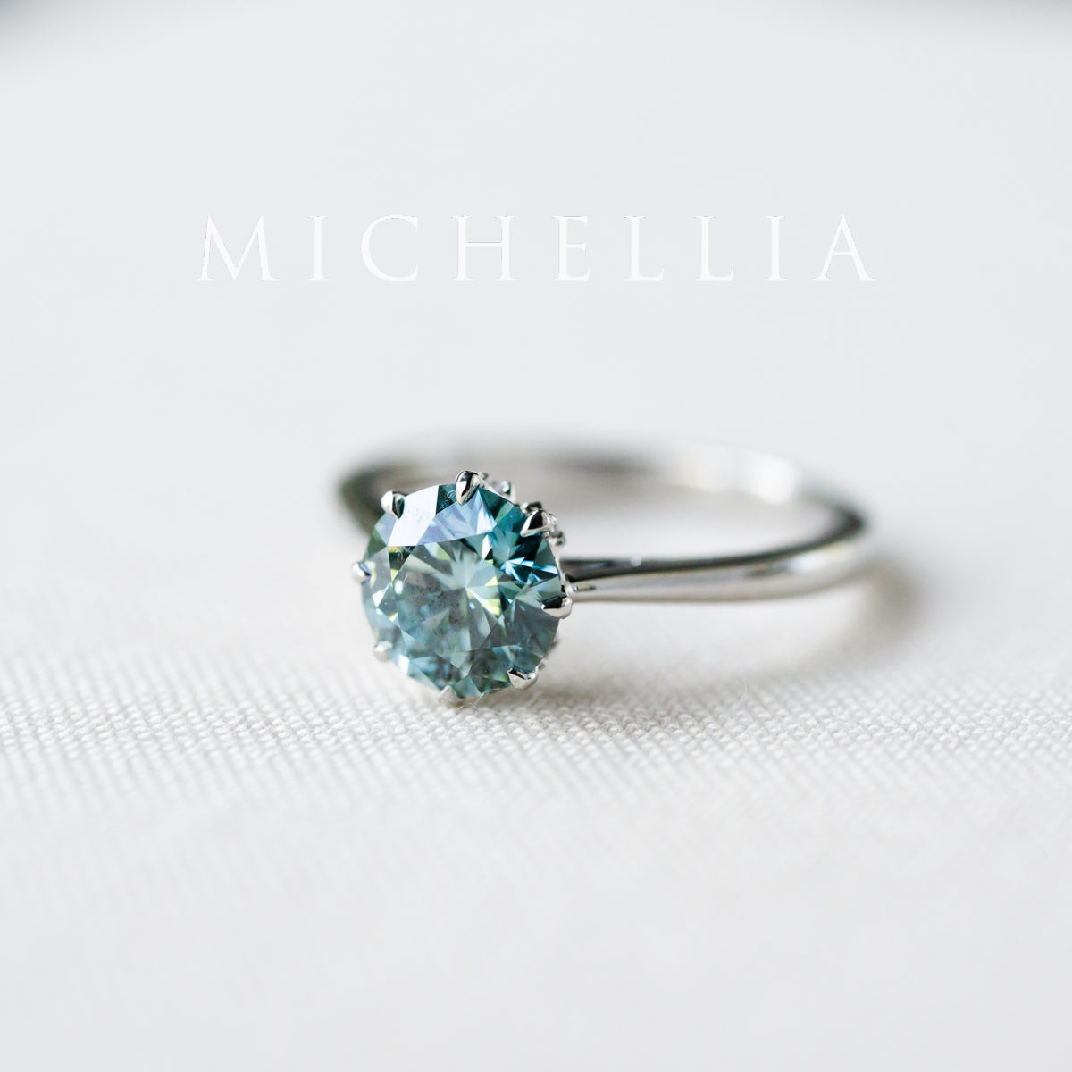 [Victoria] IGI Certified 1.29ct Mermaid Teal Blue Diamond Solitaire Engagement Ring, Platinum, One-of-A-Kind & Ready-to-Ship