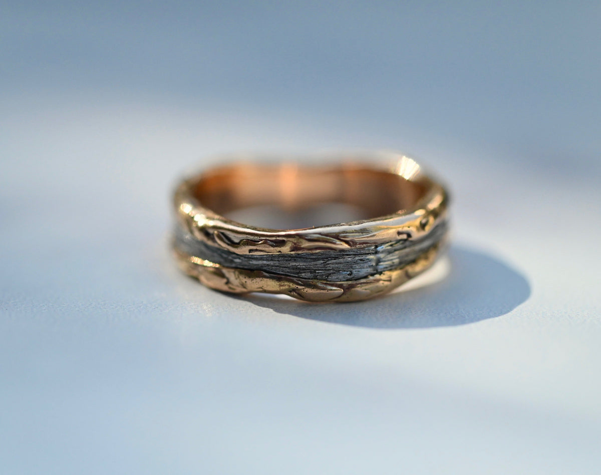 Meteorite & 14k Gold Freeform Ring - Made To Order