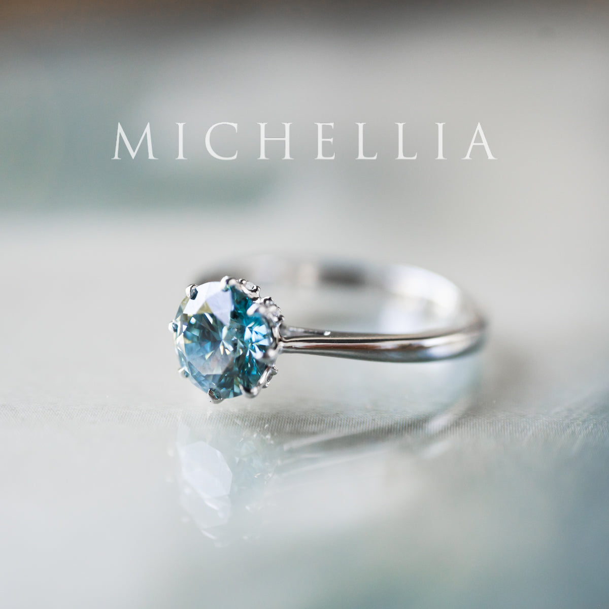 [Victoria] IGI Certified 1.29ct Mermaid Teal Blue Diamond Solitaire Engagement Ring, Platinum, One-of-A-Kind & Ready-to-Ship