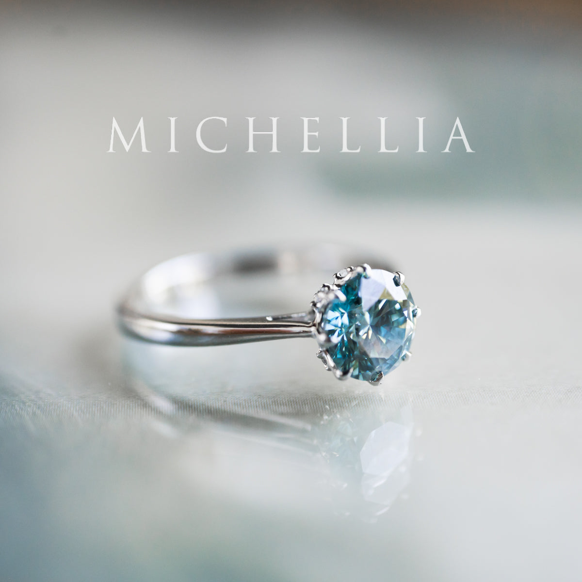 [Victoria] IGI Certified 1.29ct Mermaid Teal Blue Diamond Solitaire Engagement Ring, Platinum, One-of-A-Kind & Ready-to-Ship