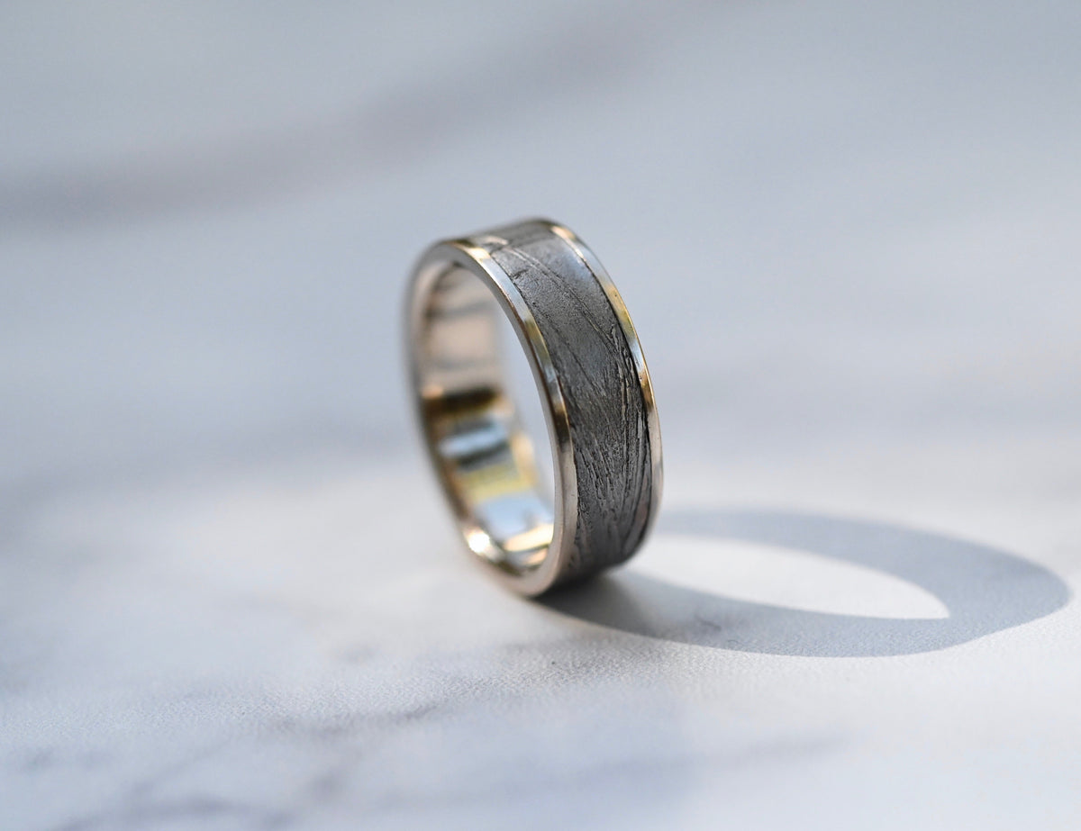 Meteorite & 14k White Gold Ring - Made To Order