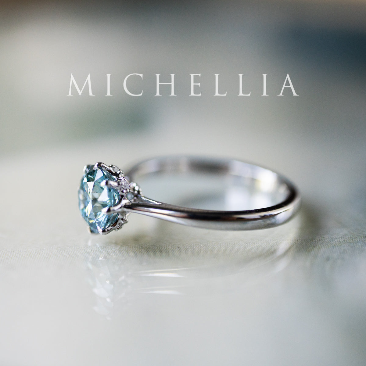 [Victoria] IGI Certified 1.29ct Mermaid Teal Blue Diamond Solitaire Engagement Ring, Platinum, One-of-A-Kind & Ready-to-Ship