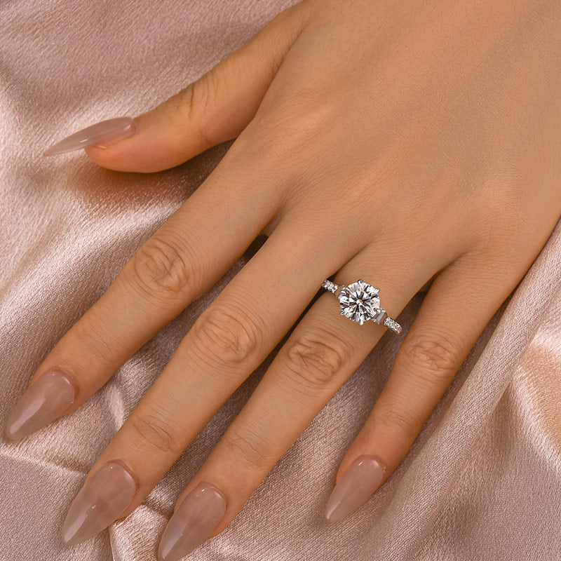 Solarii Moissanite 3.0ct Bow Base Design Sterling Silver Engagement Ring