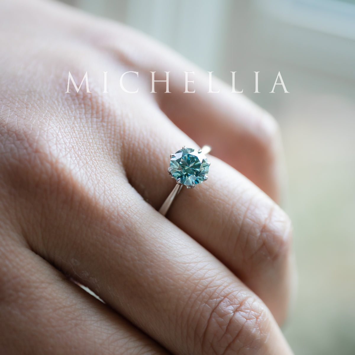 [Victoria] IGI Certified 1.29ct Mermaid Teal Blue Diamond Solitaire Engagement Ring, Platinum, One-of-A-Kind & Ready-to-Ship