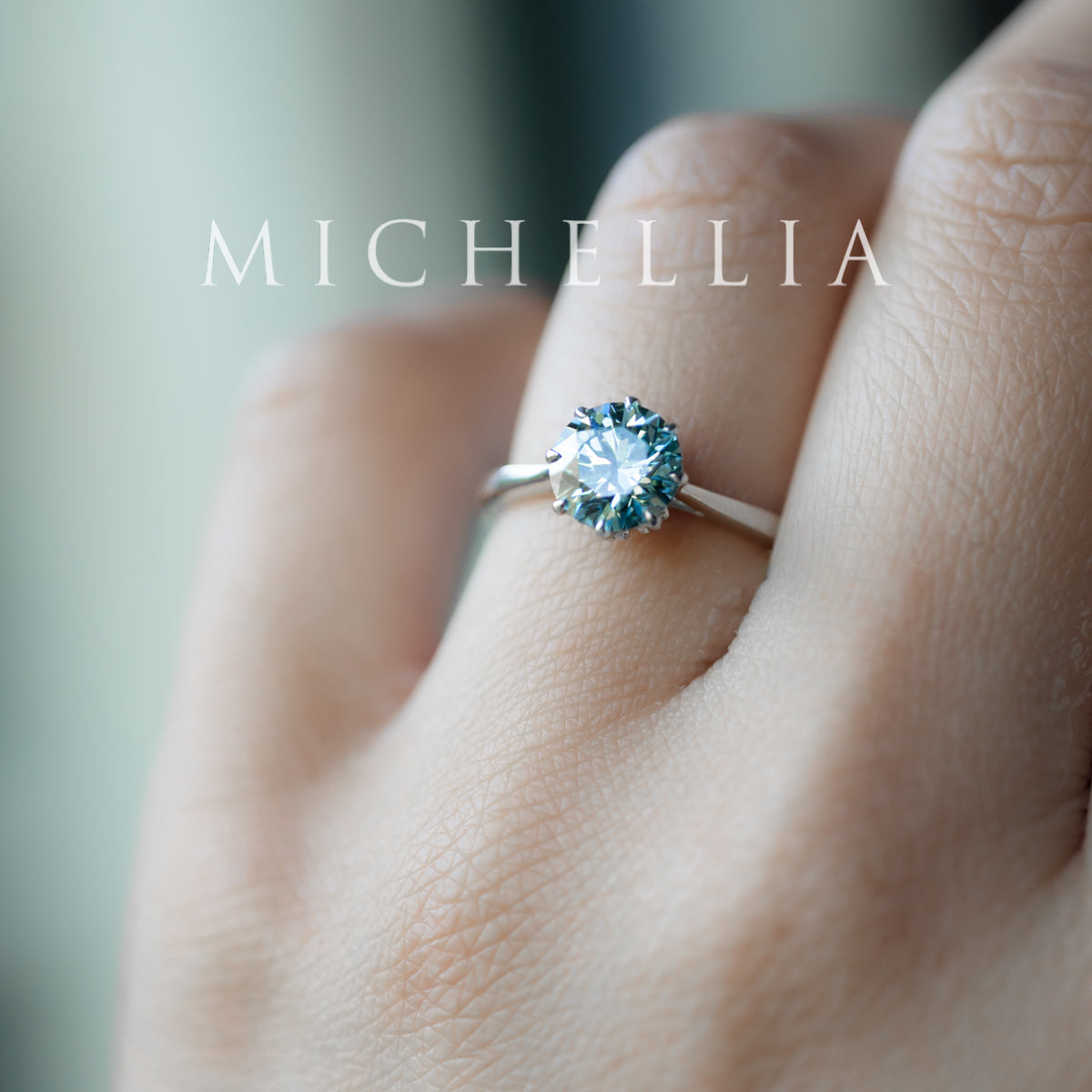 [Victoria] IGI Certified 1.29ct Mermaid Teal Blue Diamond Solitaire Engagement Ring, Platinum, One-of-A-Kind & Ready-to-Ship