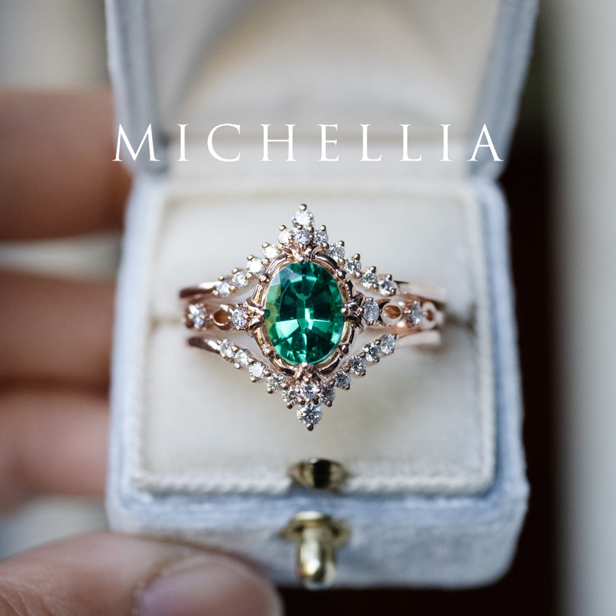 [Anastasia] Victorian Heirloom Oval Cut Ring in Lab Emerald