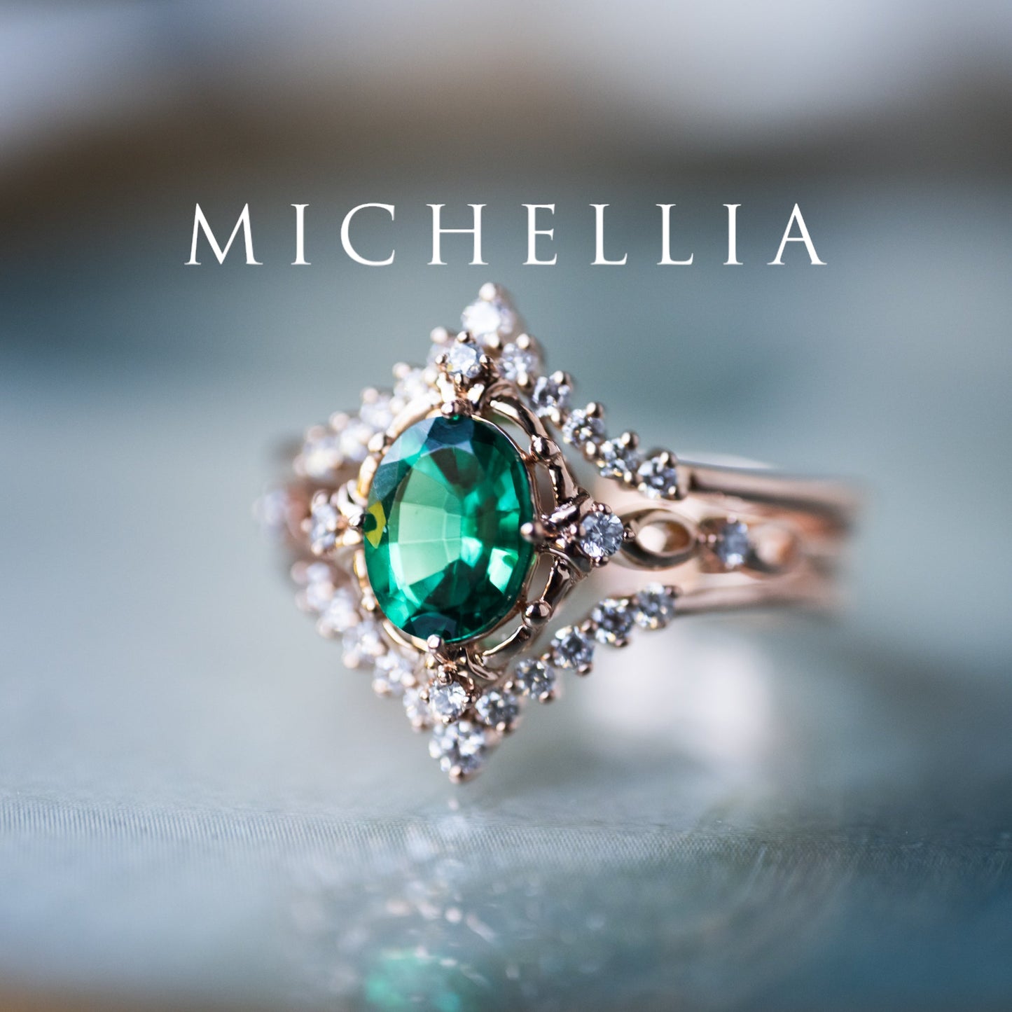 [Anastasia] Victorian Heirloom Oval Cut Ring in Lab Emerald