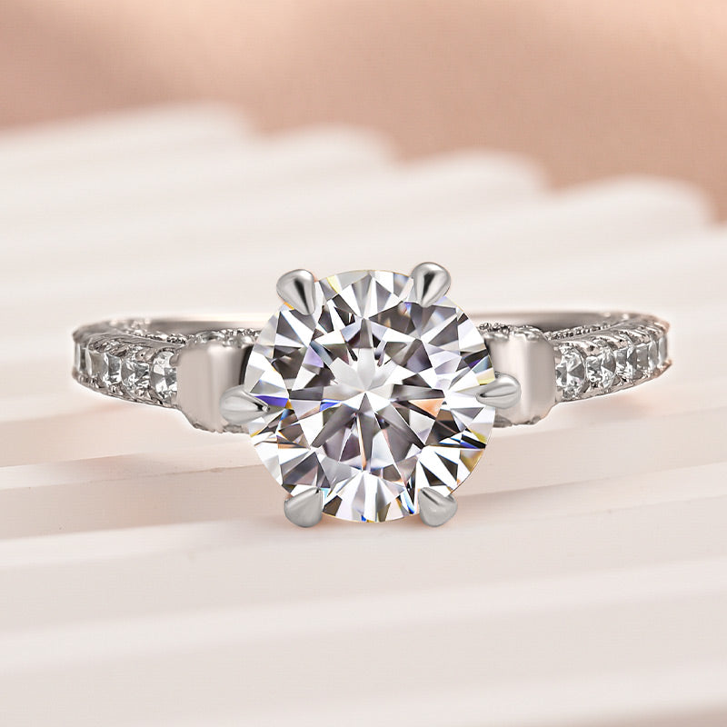 Solarii Moissanite 3.0ct Bow Base Design Sterling Silver Engagement Ring