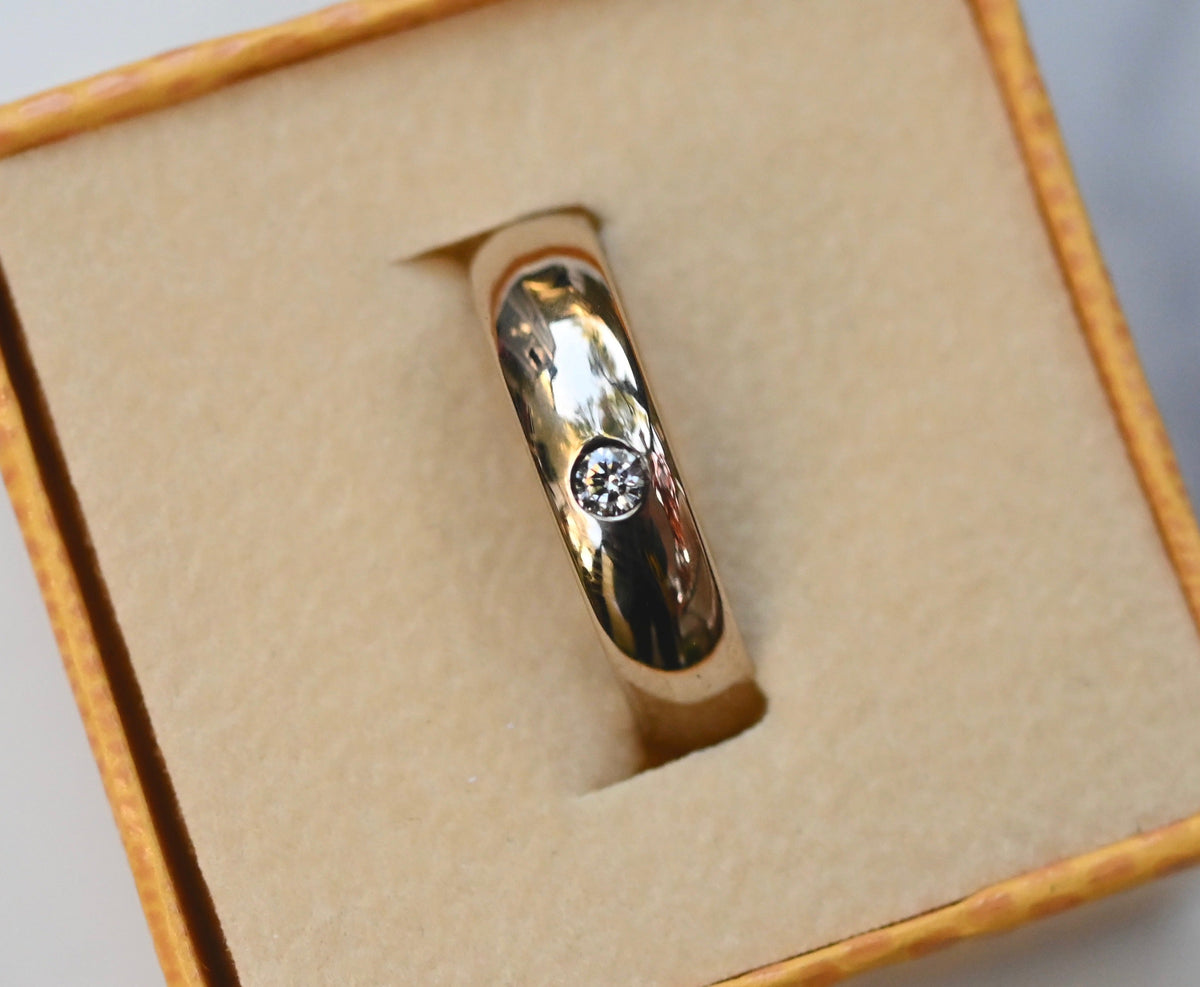Flush Set Diamond 14k White Gold Half Round Ring - Made To Order
