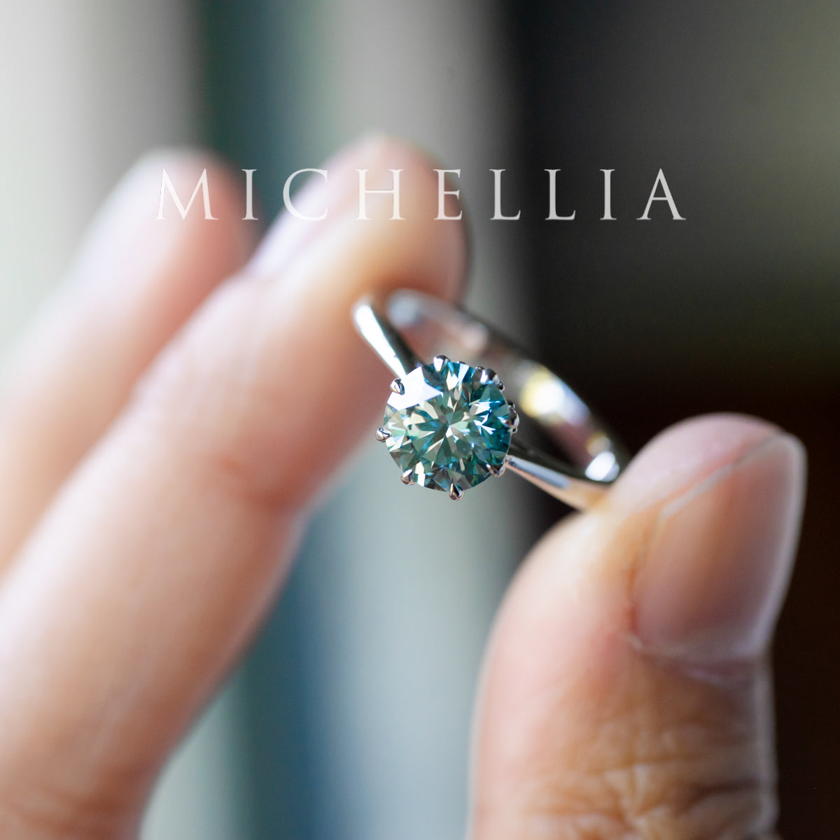 [Victoria] IGI Certified 1.29ct Mermaid Teal Blue Diamond Solitaire Engagement Ring, Platinum, One-of-A-Kind & Ready-to-Ship