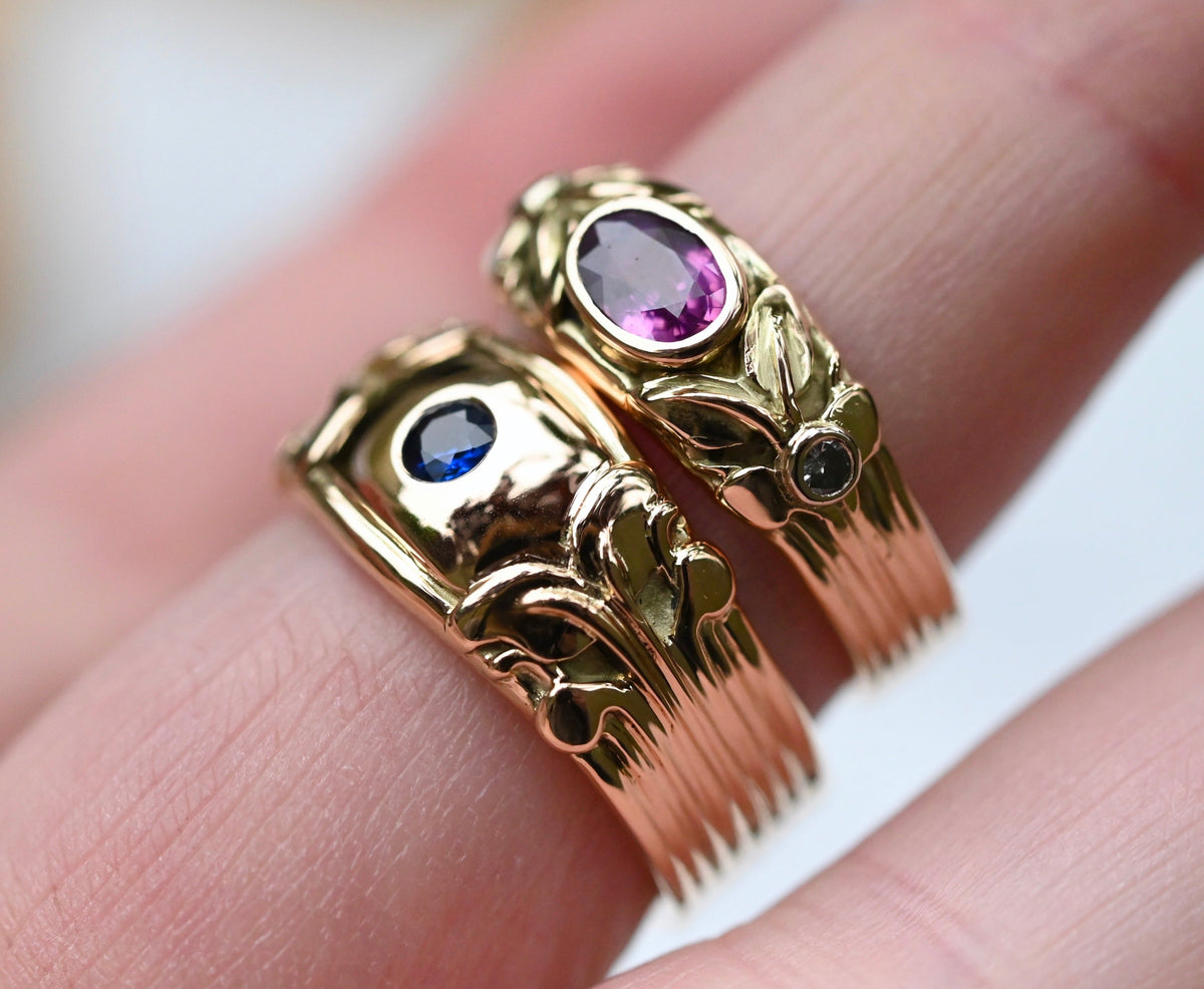 Small Banner 14k Gold Ring Setting - Made To Order
