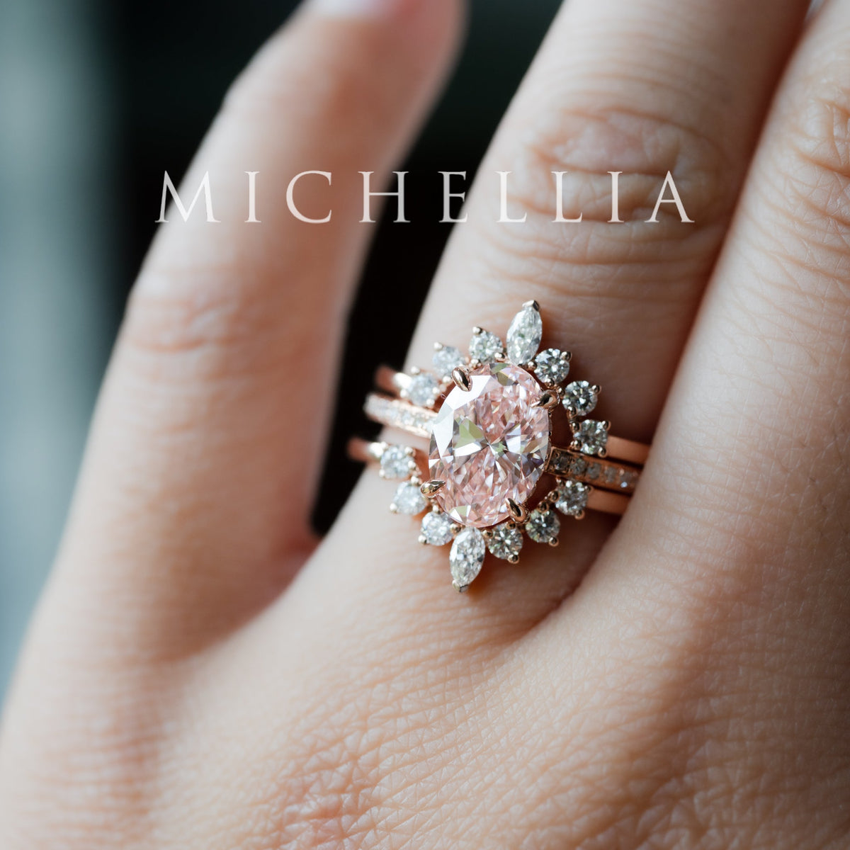 [Elaine] IGI Certified 2.0ct Fancy Pink Diamond Oval Solitaire Engagement Ring, One-of-A-Kind