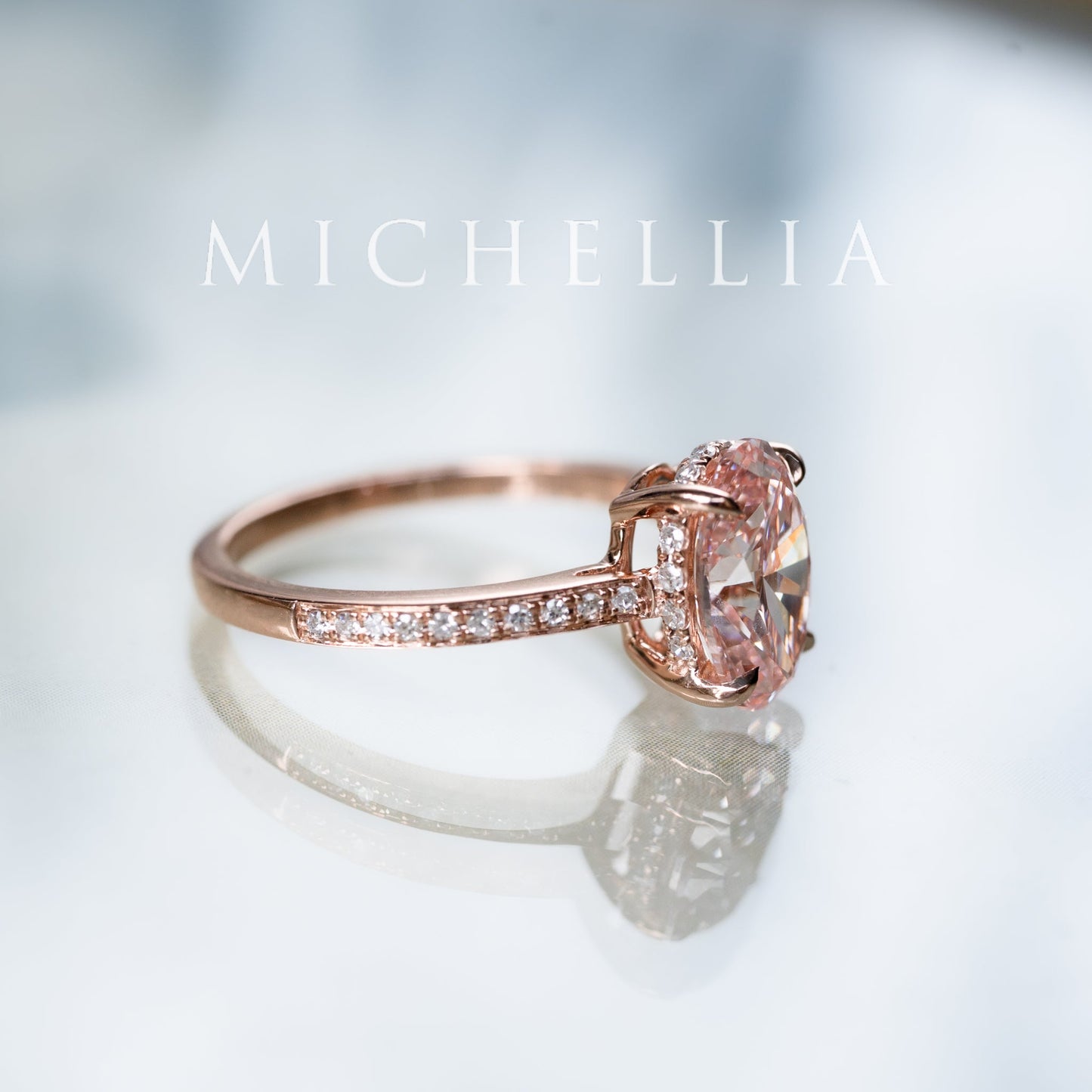 [Elaine] IGI Certified 2.0ct Fancy Pink Diamond Oval Solitaire Engagement Ring, One-of-A-Kind