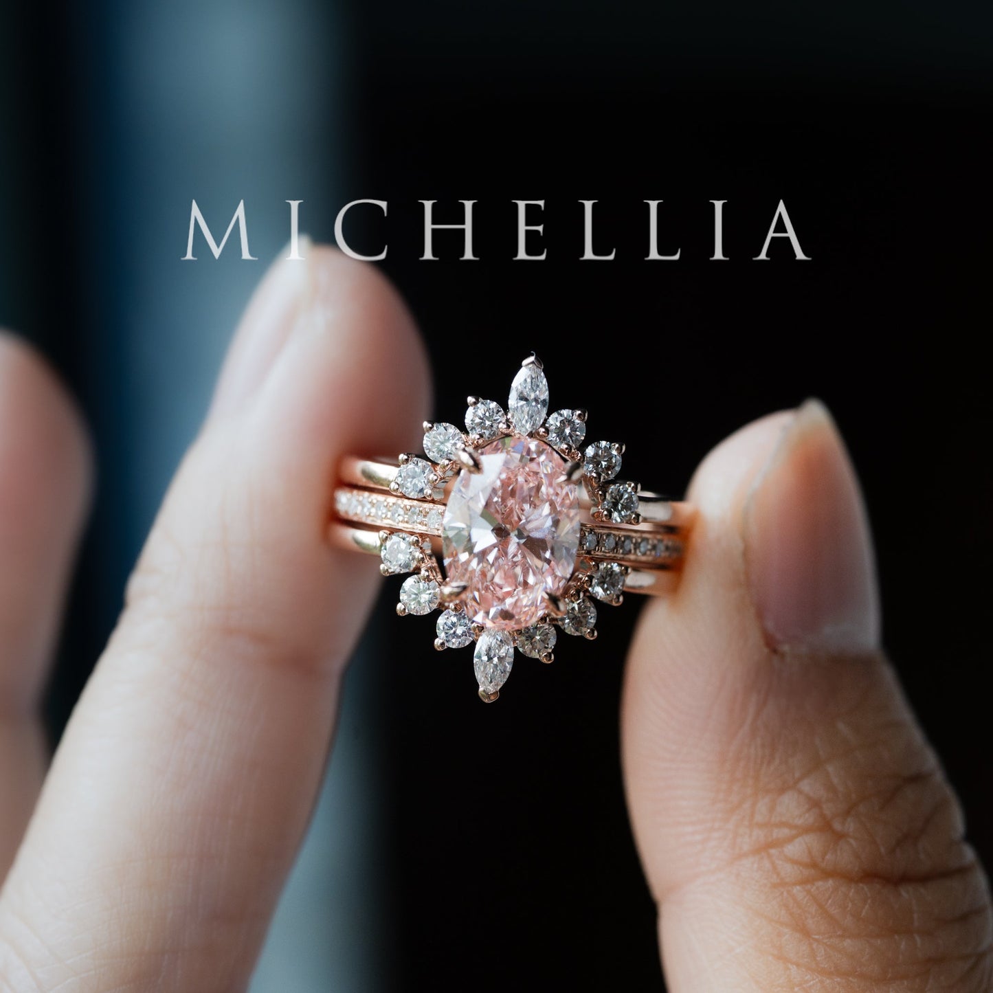 [Elaine] IGI Certified 2.0ct Fancy Pink Diamond Oval Solitaire Engagement Ring, One-of-A-Kind