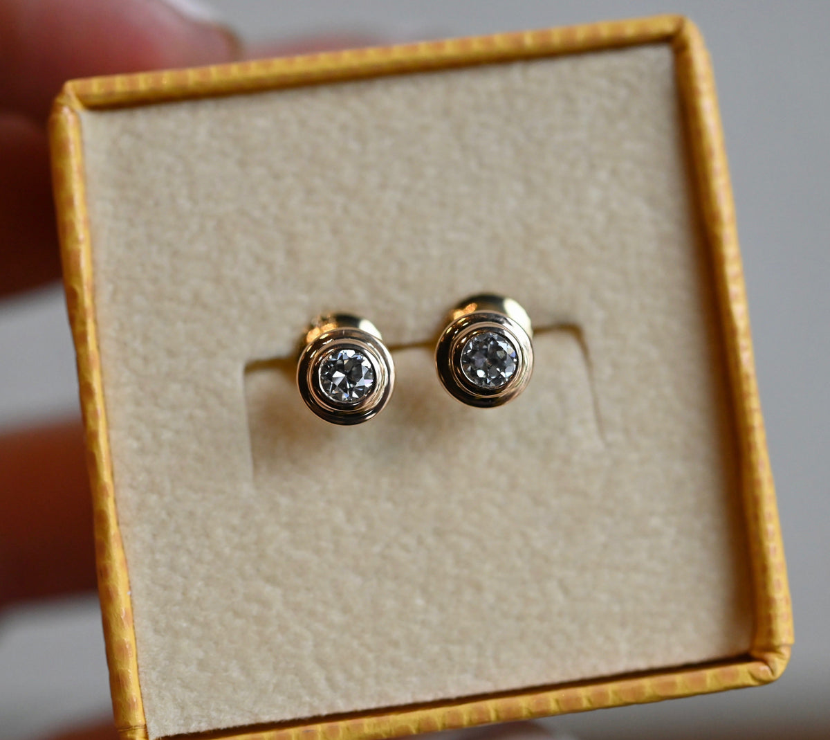 Diamond Disc 14k Gold Studs Setting - Made to Order