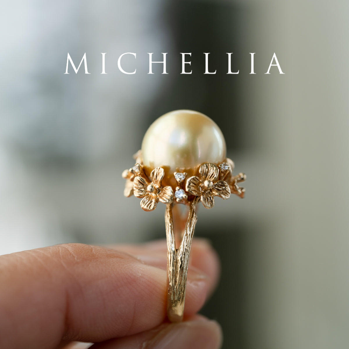 [Elowen] Golden Meadow South Sea Pearl Ring, 14K Yellow Gold - One of A Kind & Ready-to-Ship
