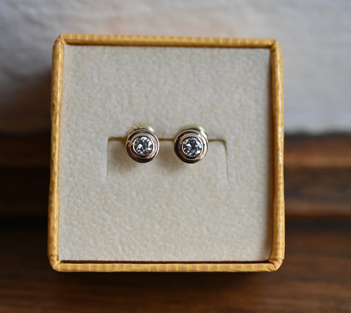 Diamond Disc 14k Gold Studs Setting - Made to Order