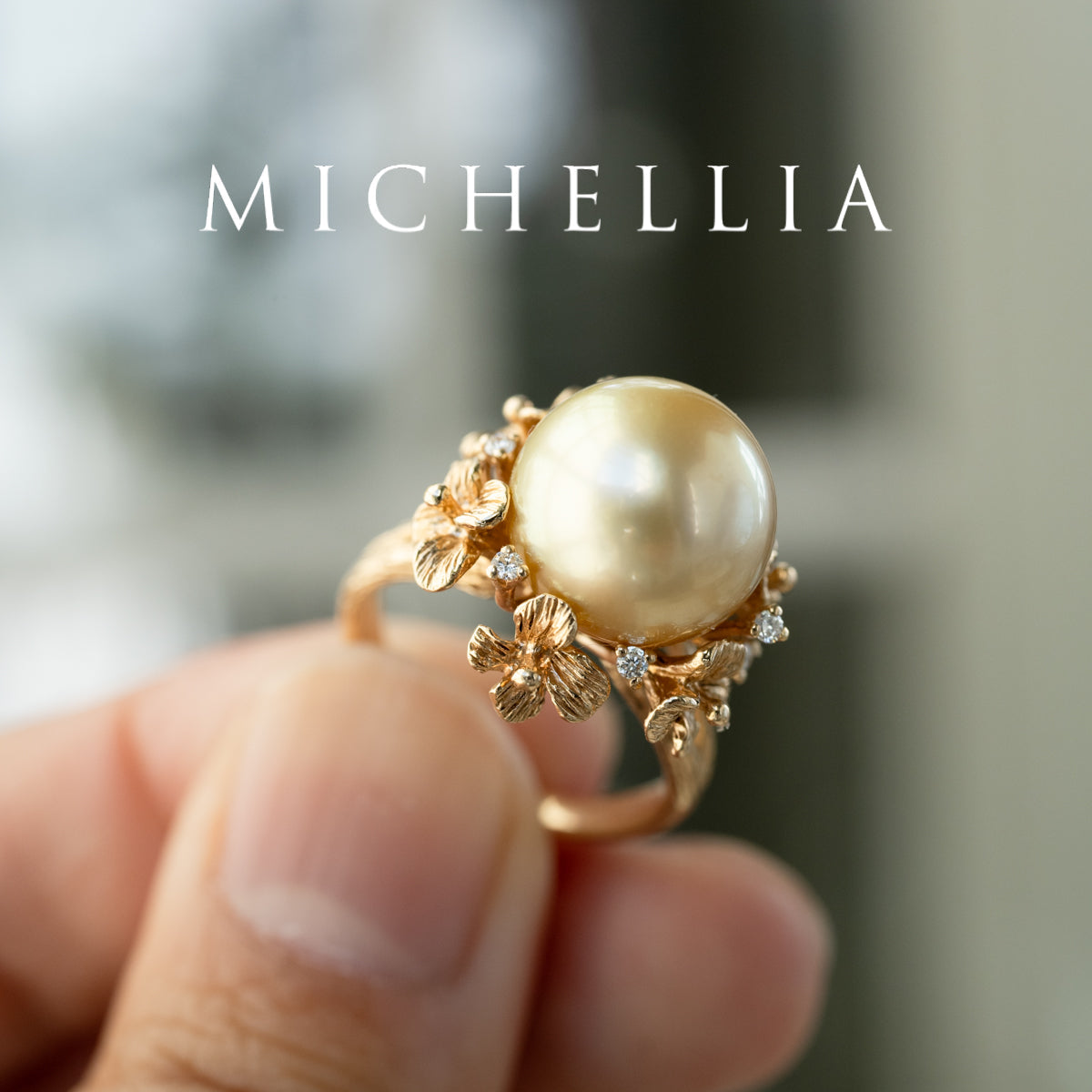 [Elowen] Golden Meadow South Sea Pearl Ring, 14K Yellow Gold - One of A Kind & Ready-to-Ship