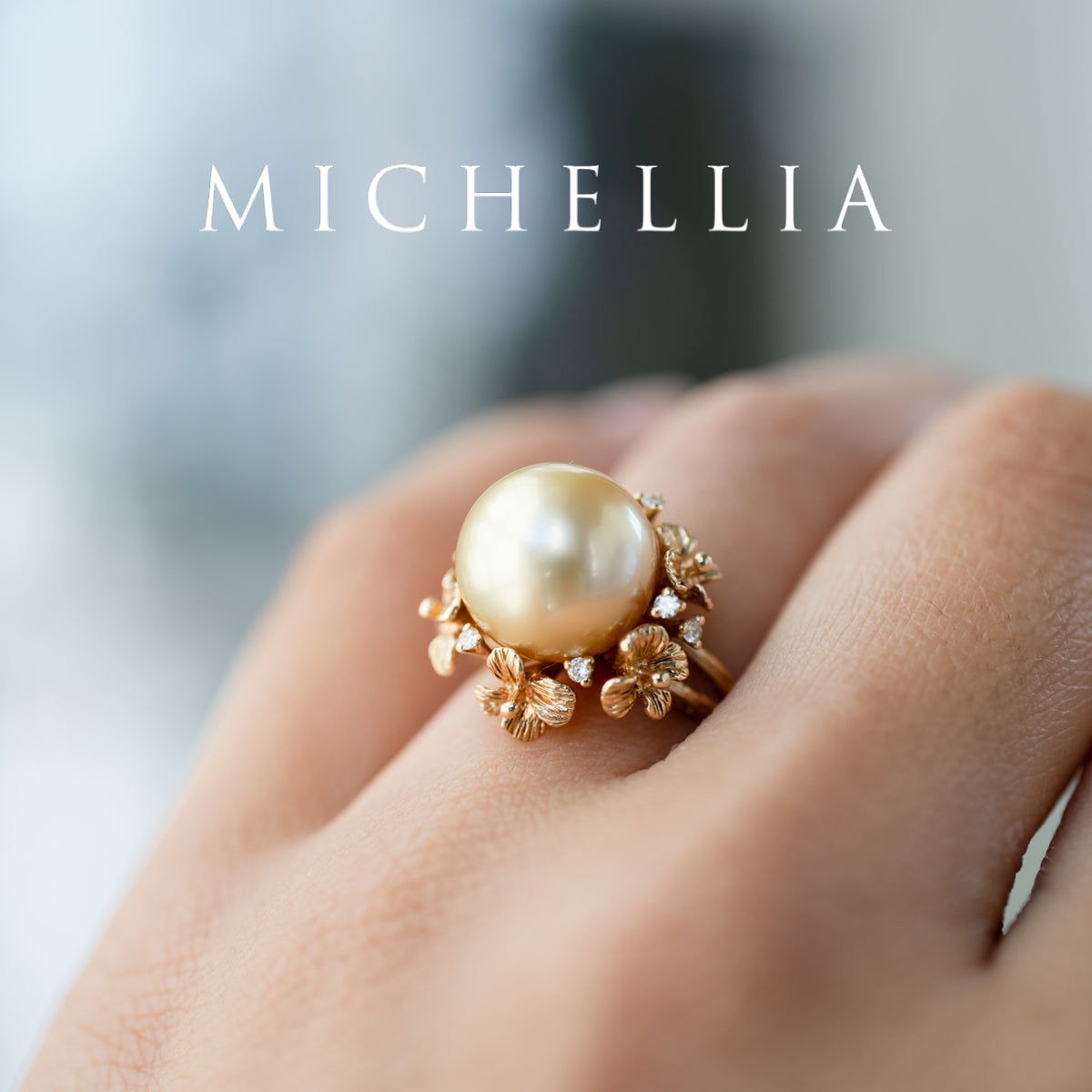 [Elowen] Golden Meadow South Sea Pearl Ring, 14K Yellow Gold - One of A Kind & Ready-to-Ship