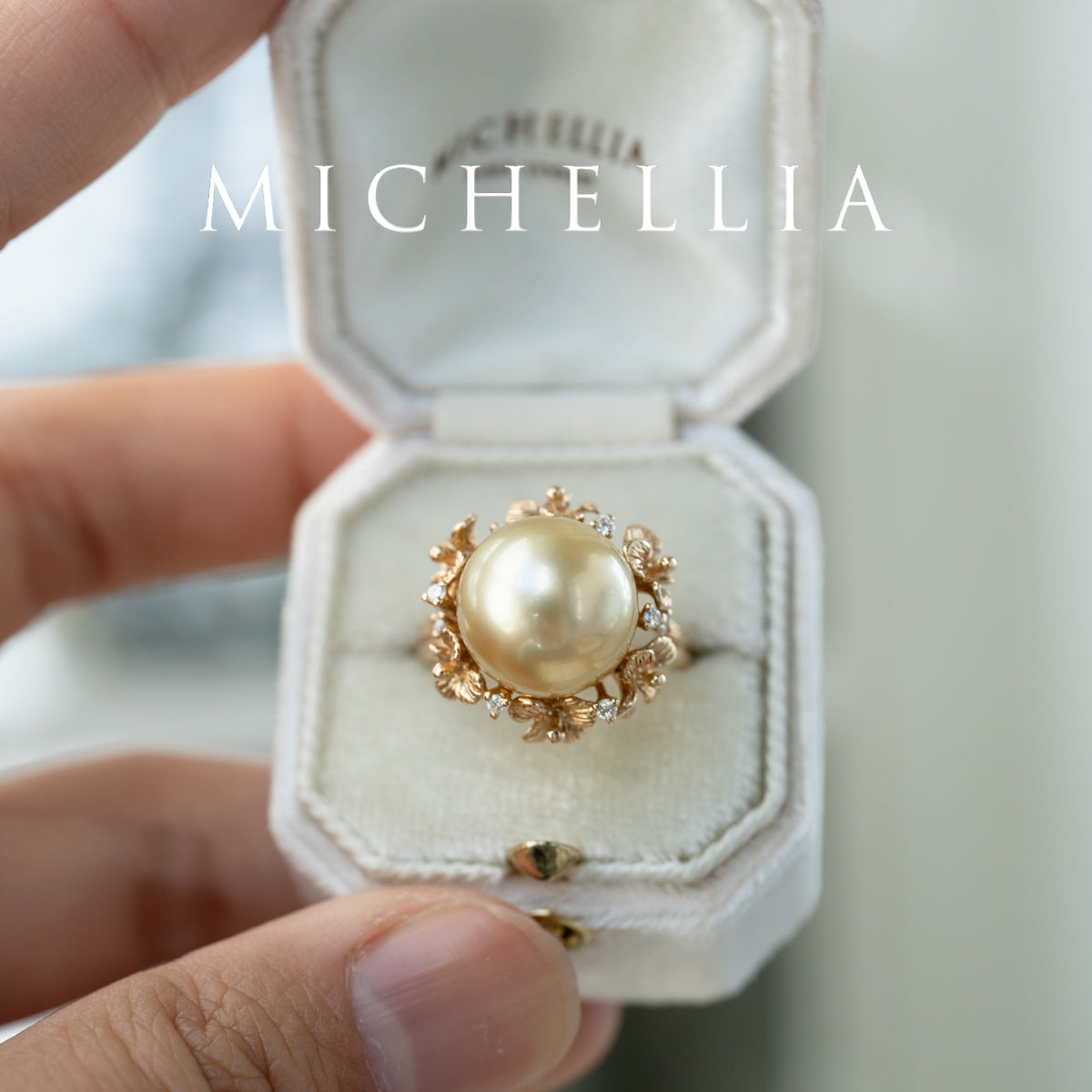[Elowen] Golden Meadow South Sea Pearl Ring, 14K Yellow Gold - One of A Kind & Ready-to-Ship
