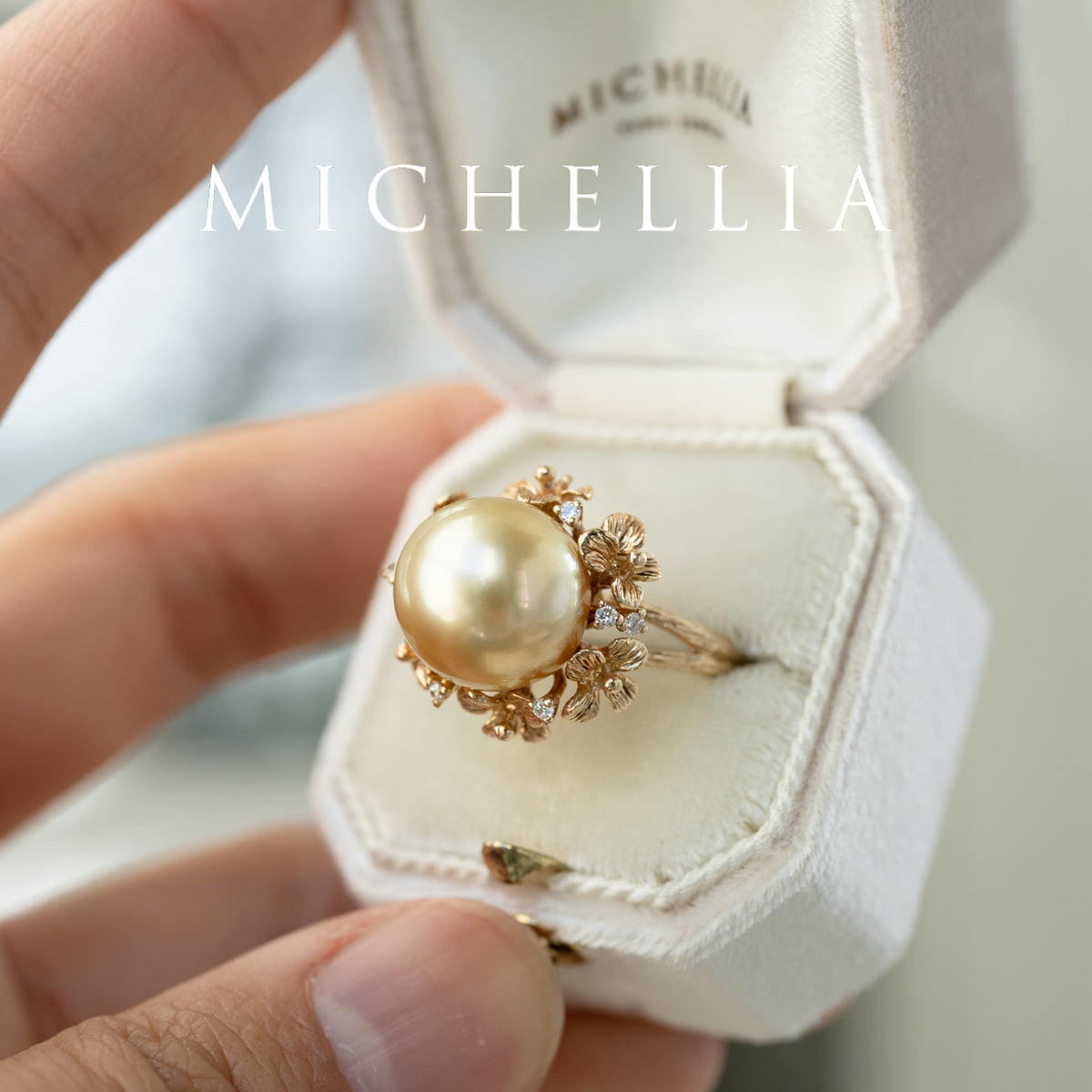 [Elowen] Golden Meadow South Sea Pearl Ring, 14K Yellow Gold - One of A Kind & Ready-to-Ship