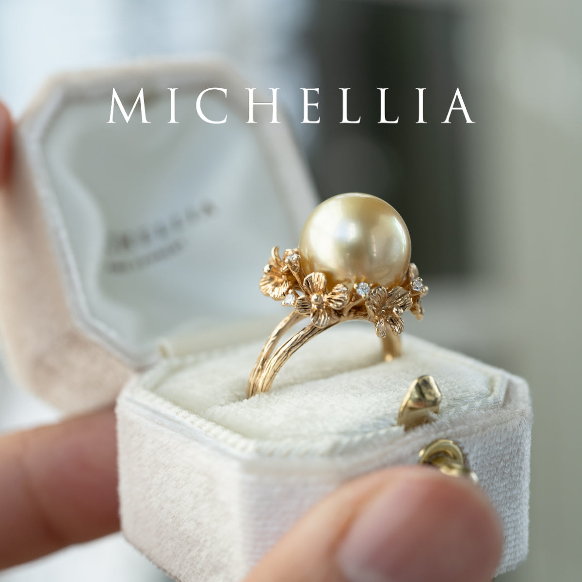 [Elowen] Golden Meadow South Sea Pearl Ring, 14K Yellow Gold - One of A Kind & Ready-to-Ship