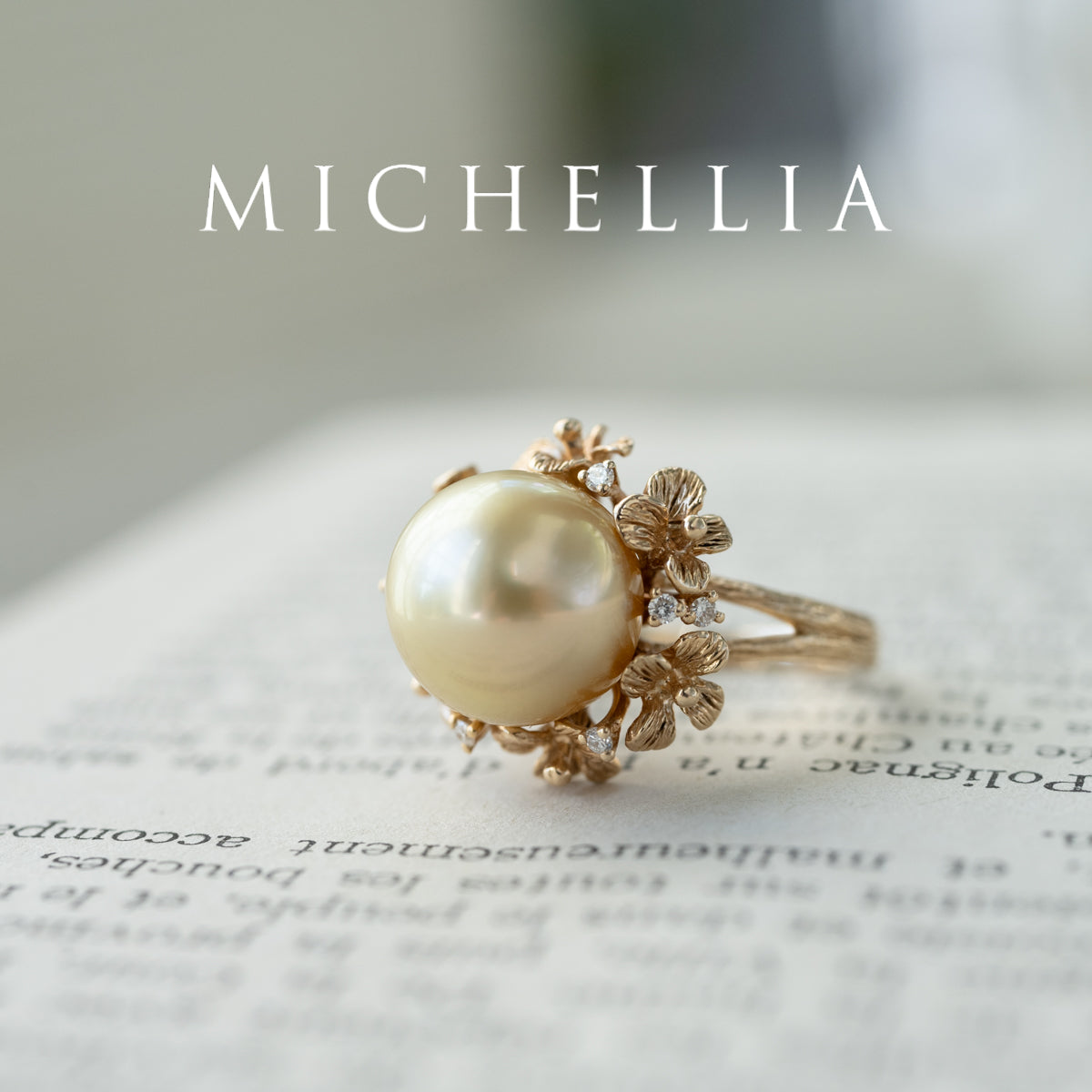 [Elowen] Golden Meadow South Sea Pearl Ring, 14K Yellow Gold - One of A Kind & Ready-to-Ship