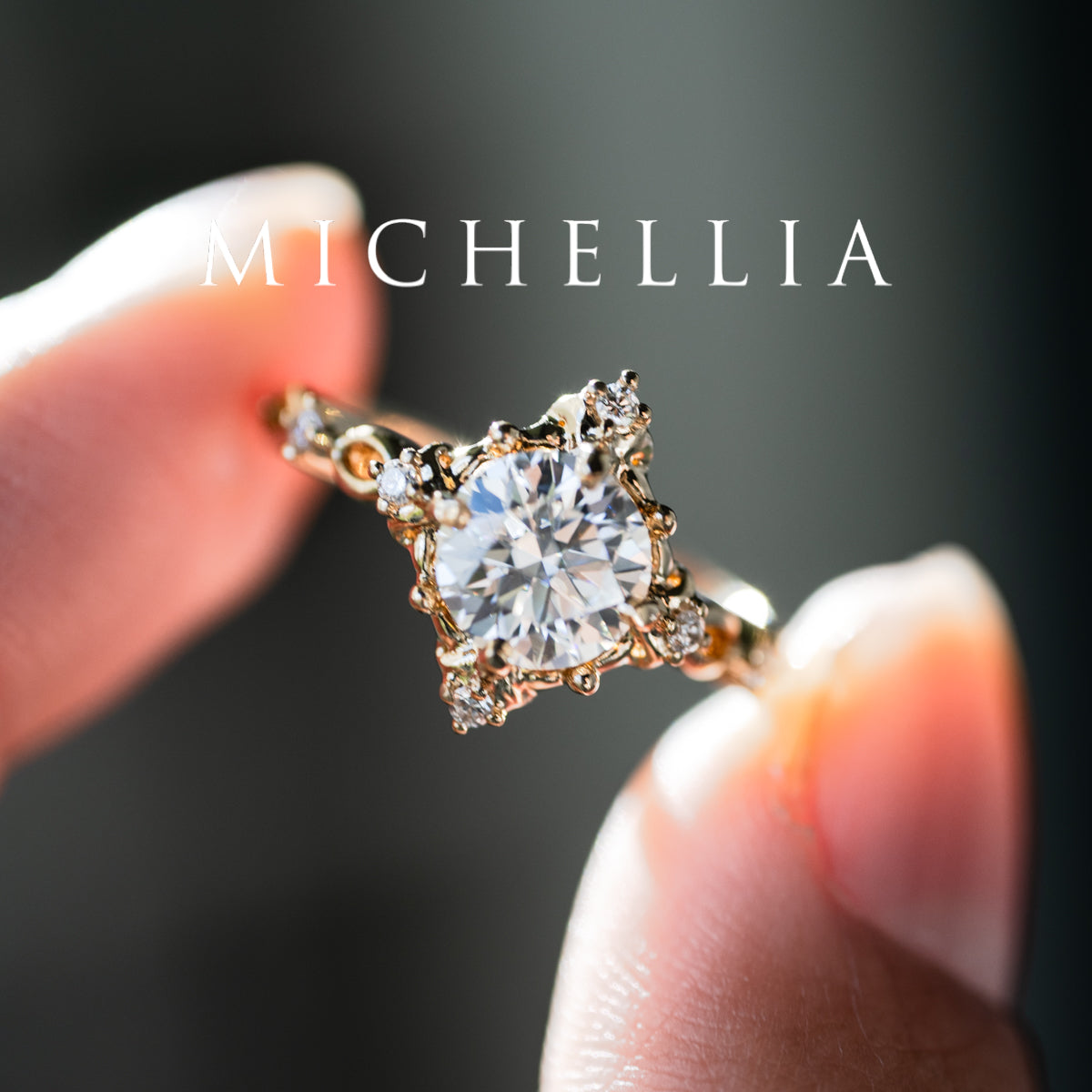 [Annalise] Victorian Heirloom Engagement Ring in Diamond / Moissanite