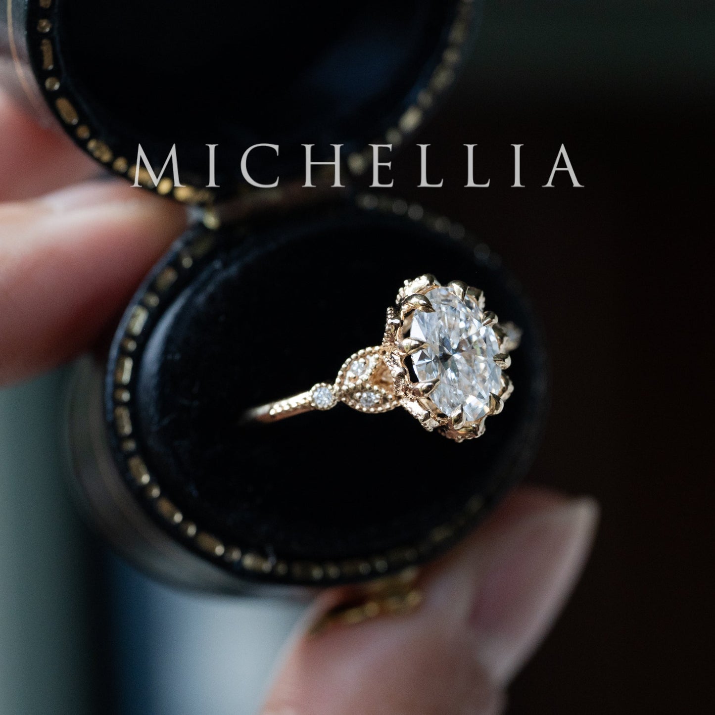 [Evanthe] IGI Certified 1.6 ct Oval Brilliant Diamond Vintage Floral Engagement Ring, One of A Kind & Ready-to-Ship