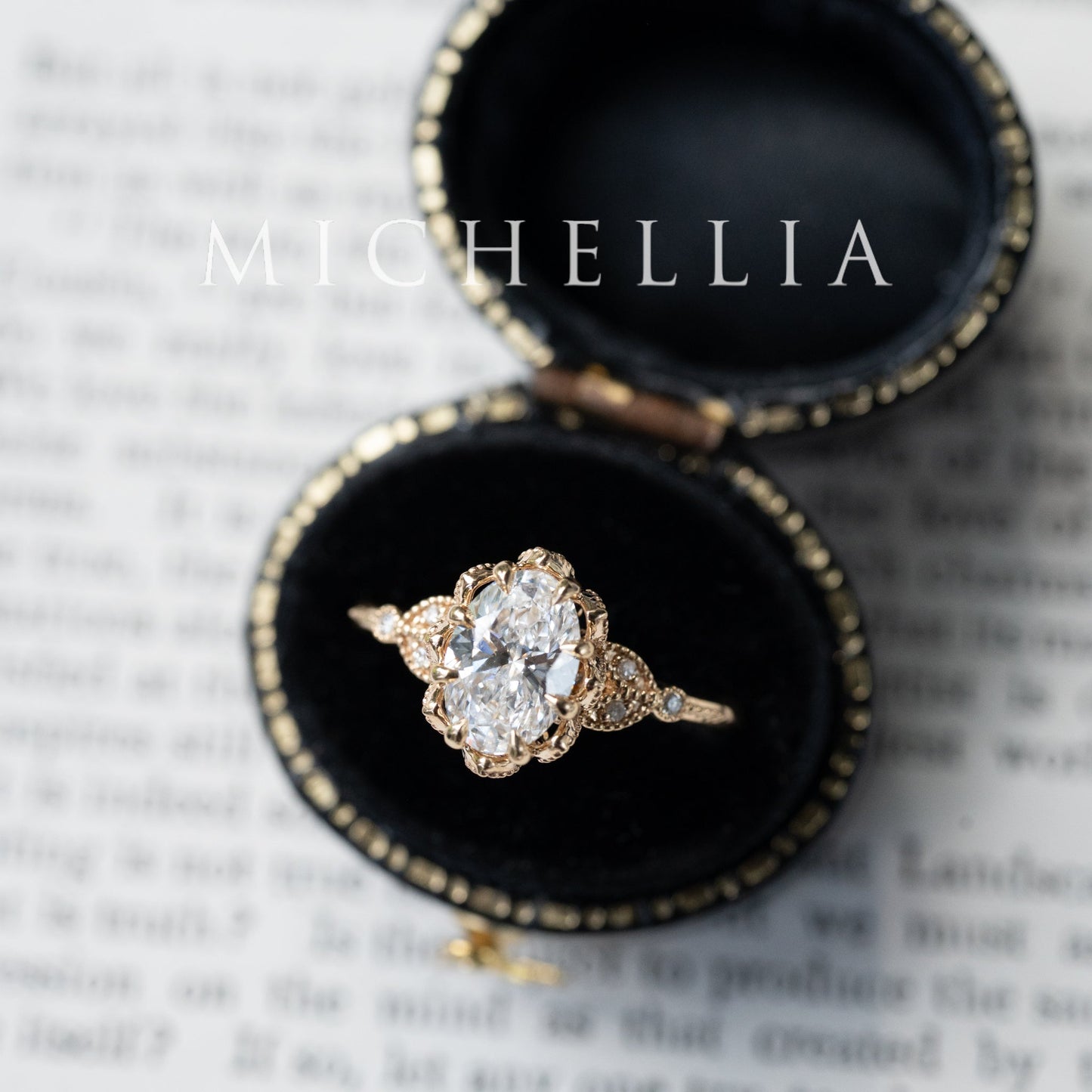 [Evanthe] IGI Certified 1.6 ct Oval Brilliant Diamond Vintage Floral Engagement Ring, One of A Kind & Ready-to-Ship