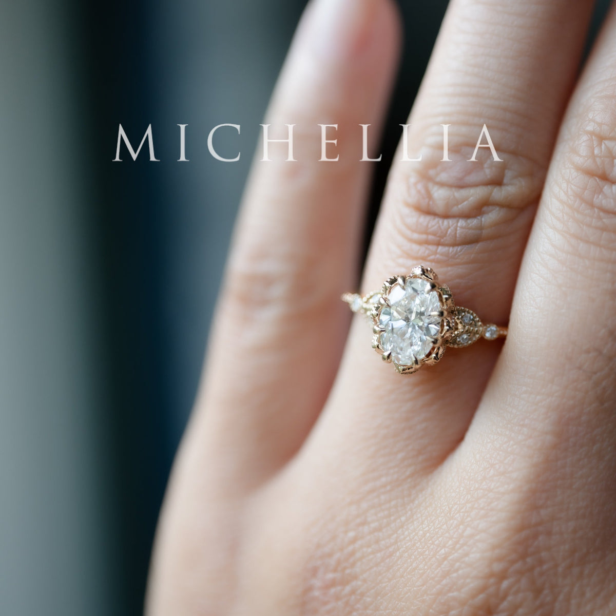 [Evanthe] IGI Certified 1.6 ct Oval Brilliant Diamond Vintage Floral Engagement Ring, One of A Kind & Ready-to-Ship