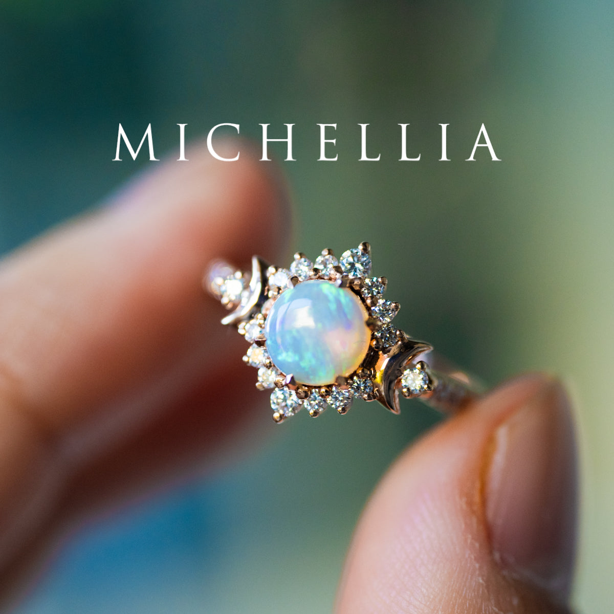 [Selene] Moon Goddess Engagement Ring in Australian Opal