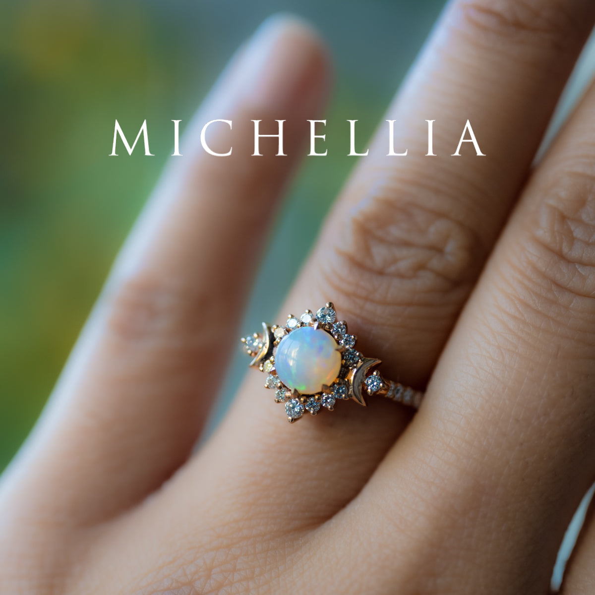 [Selene] Moon Goddess Engagement Ring in Australian Opal