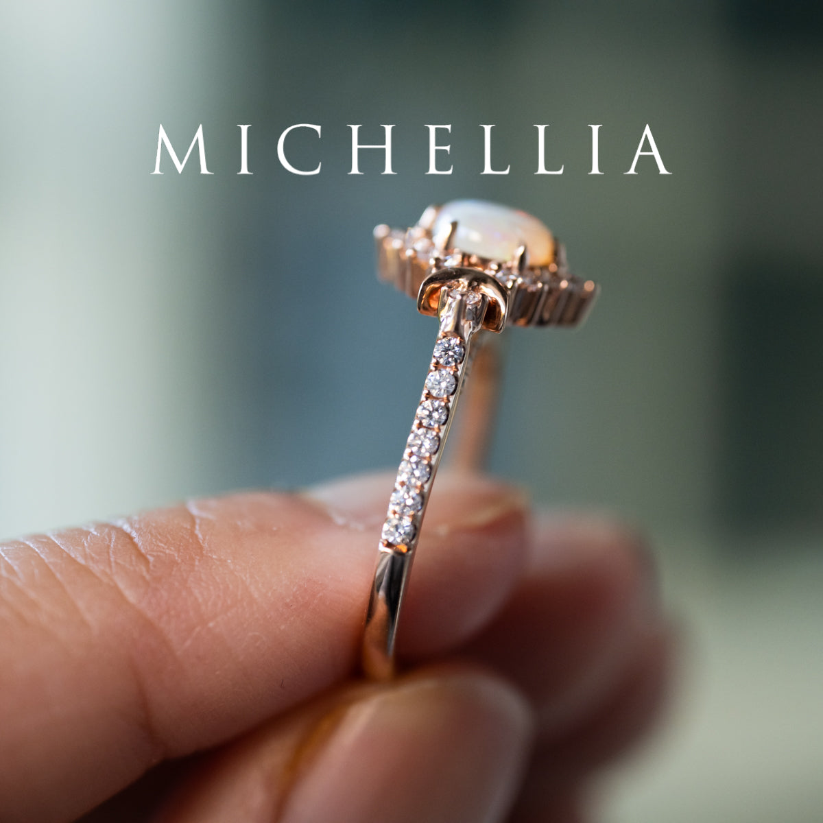 [Selene] Moon Goddess Australian Opal Engagement Ring, 18K Rose Gold - One of A Kind & Ready-to-Ship